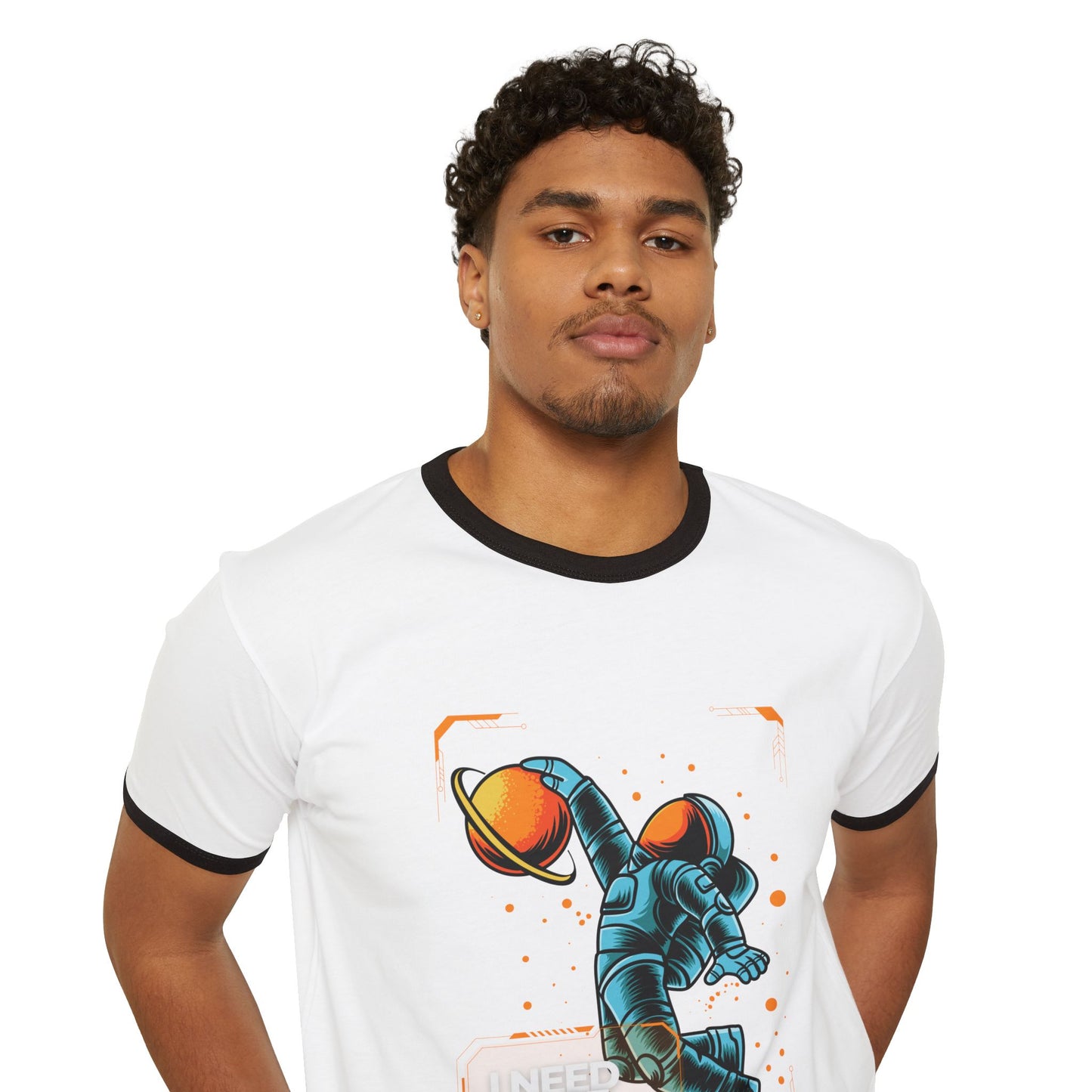 Retro Space Ringer T-Shirt - "I Need More Space", Unisex Graphic Tee, Vintage Style Shirt for Space Lovers, Cool Gift for Him/Her, Fun Everyday Wear