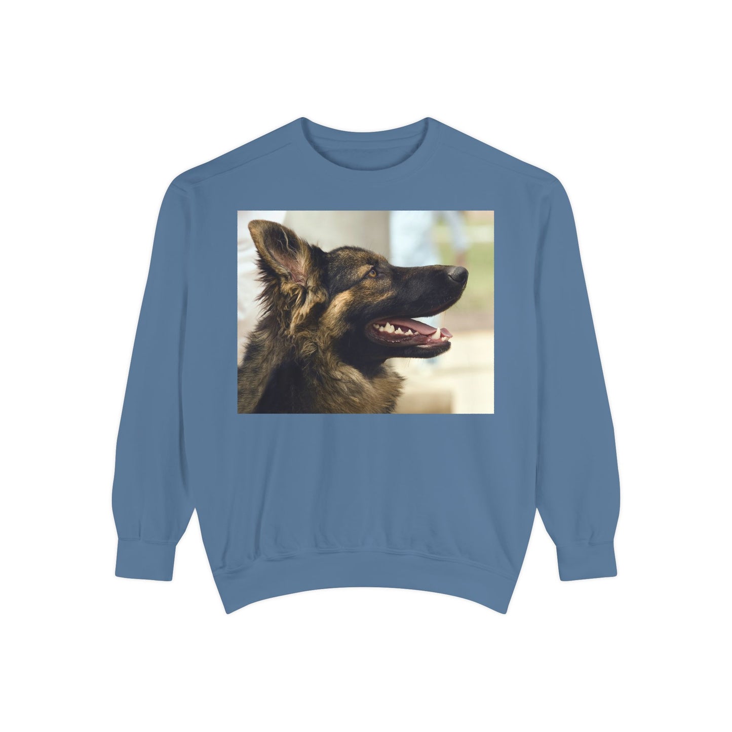 Unisex Dog Lover Sweatshirt With Close Up of Working German Shepherd Mouth Opened
