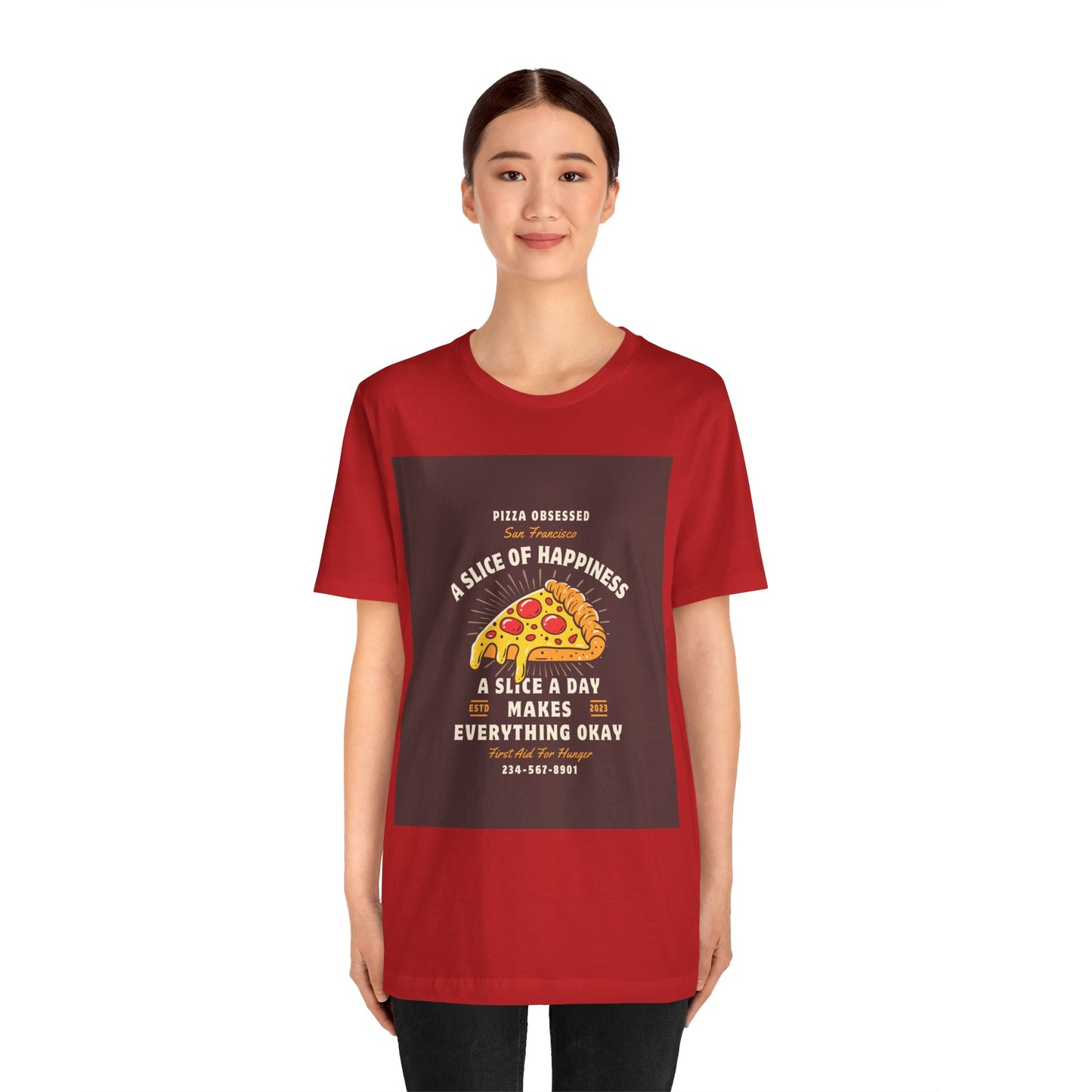 Pizza Lover's Happiness Tee, Fun Unisex T-Shirt, Casual Wear, Gift for Foodies, Pizza Party Attire, Comfortable Daily Shirt