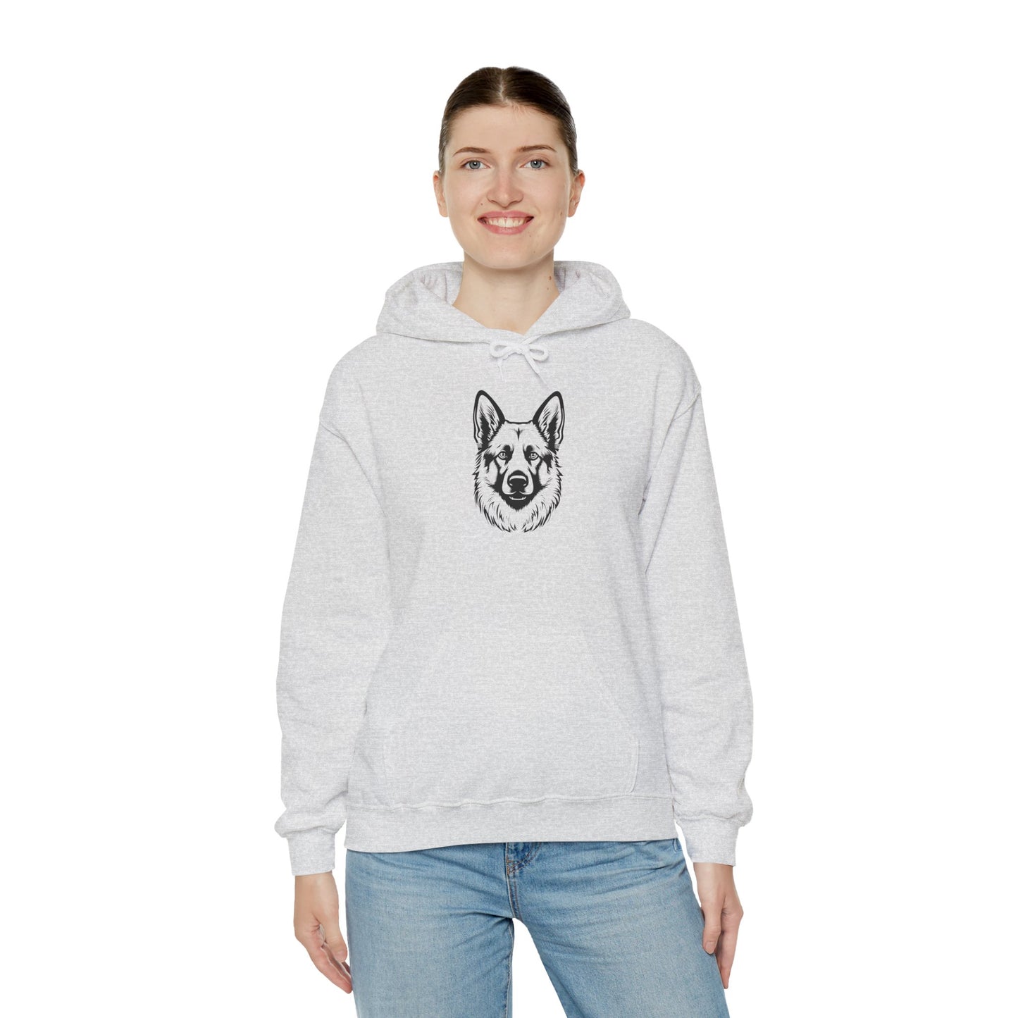 Unisex Dog Lover Hoodie With a Close Up Graphic of Black and Transparent German Shepherd