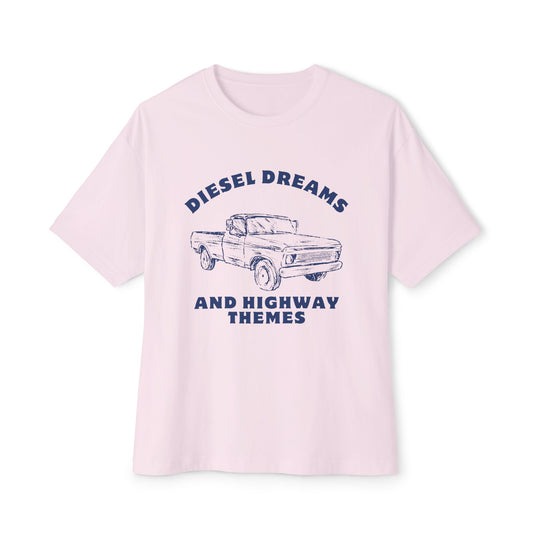 Diesel Dreams Boxy Tee - Unisex Oversized Graphic Shirt for Truck Lovers, Casual Wear, Gift for Him/Her, Summer Comfort, Road Trip Apparel