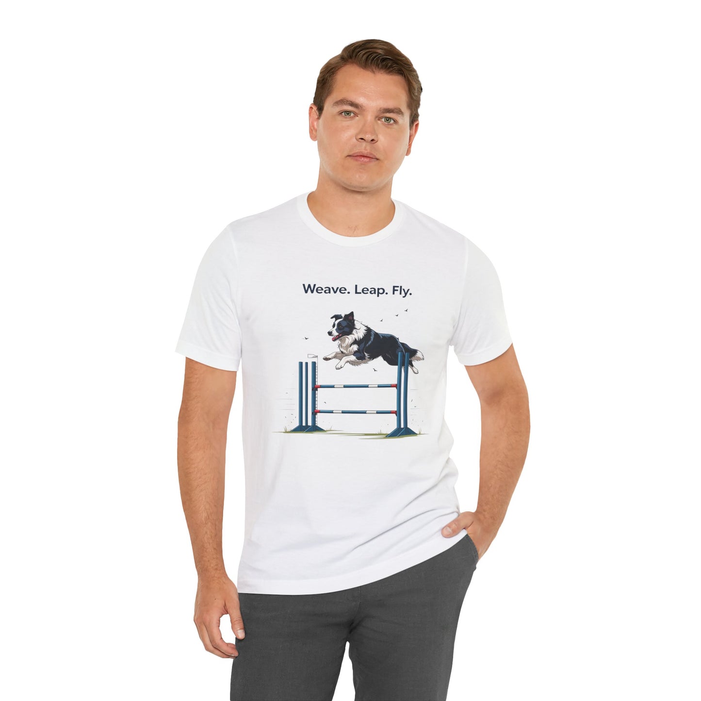 Dog Agility Spirit T-Shirt, Weave Leap Fly Tee, Gifts for Dog Lovers, Pet Enthusiasts, Animal Lovers T-Shirt, Casual Wear, Dog Show Gear