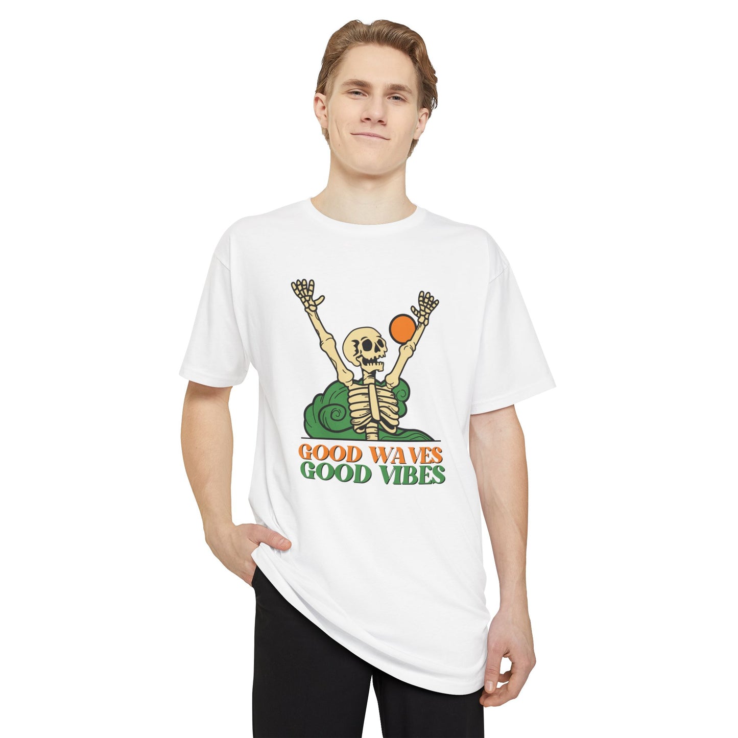 Good Waves Good Vibes Unisex Tee | Casual Summer Shirt, Urban Streetwear, Gift for Beach Lovers, Music Festivals, Adventure Spirit