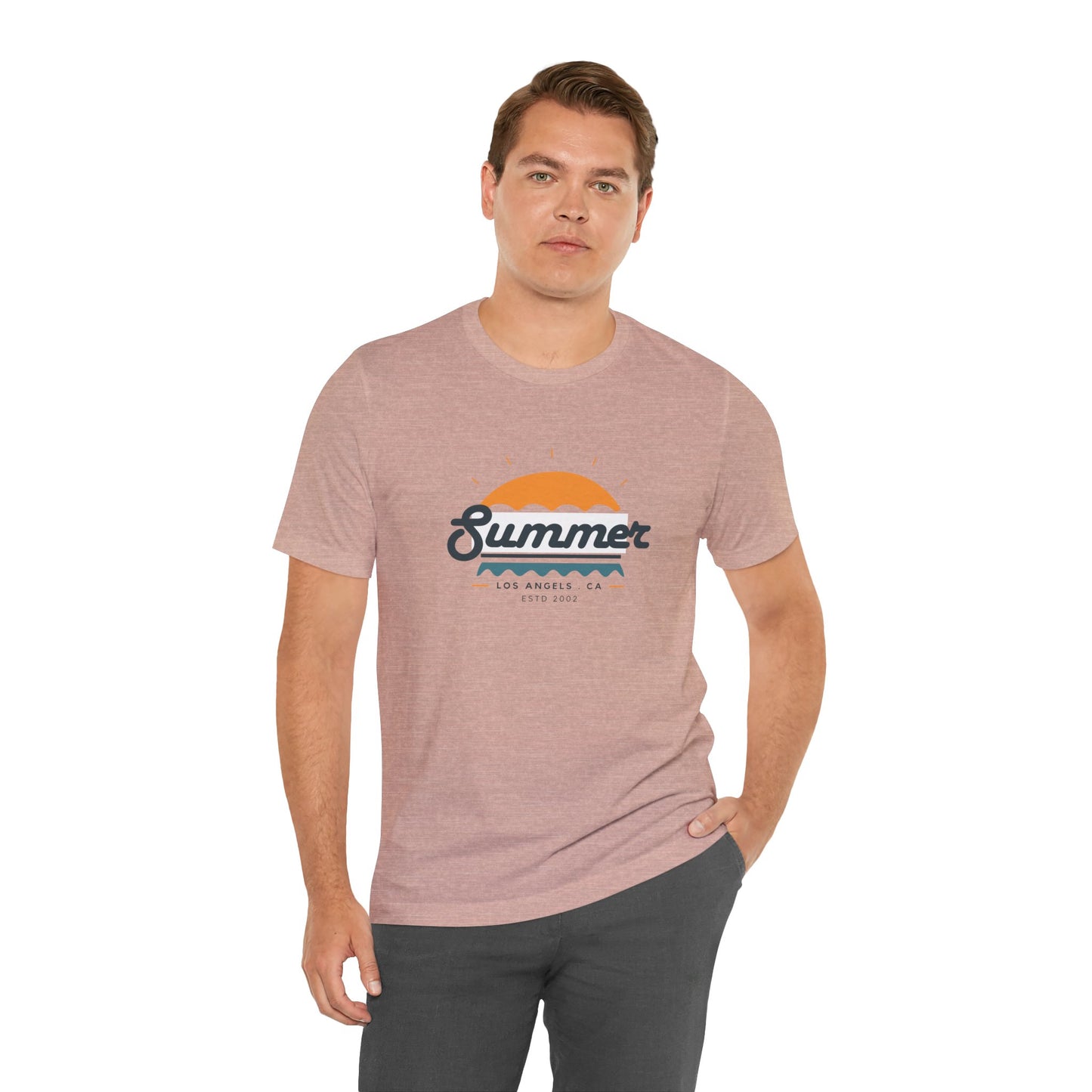 Summer Vibes Unisex Jersey Short Sleeve Tee, Beach Shirt, Casual Summer Wear, Gift for Friends, Coastal Adventure Top, LA Style Tee
