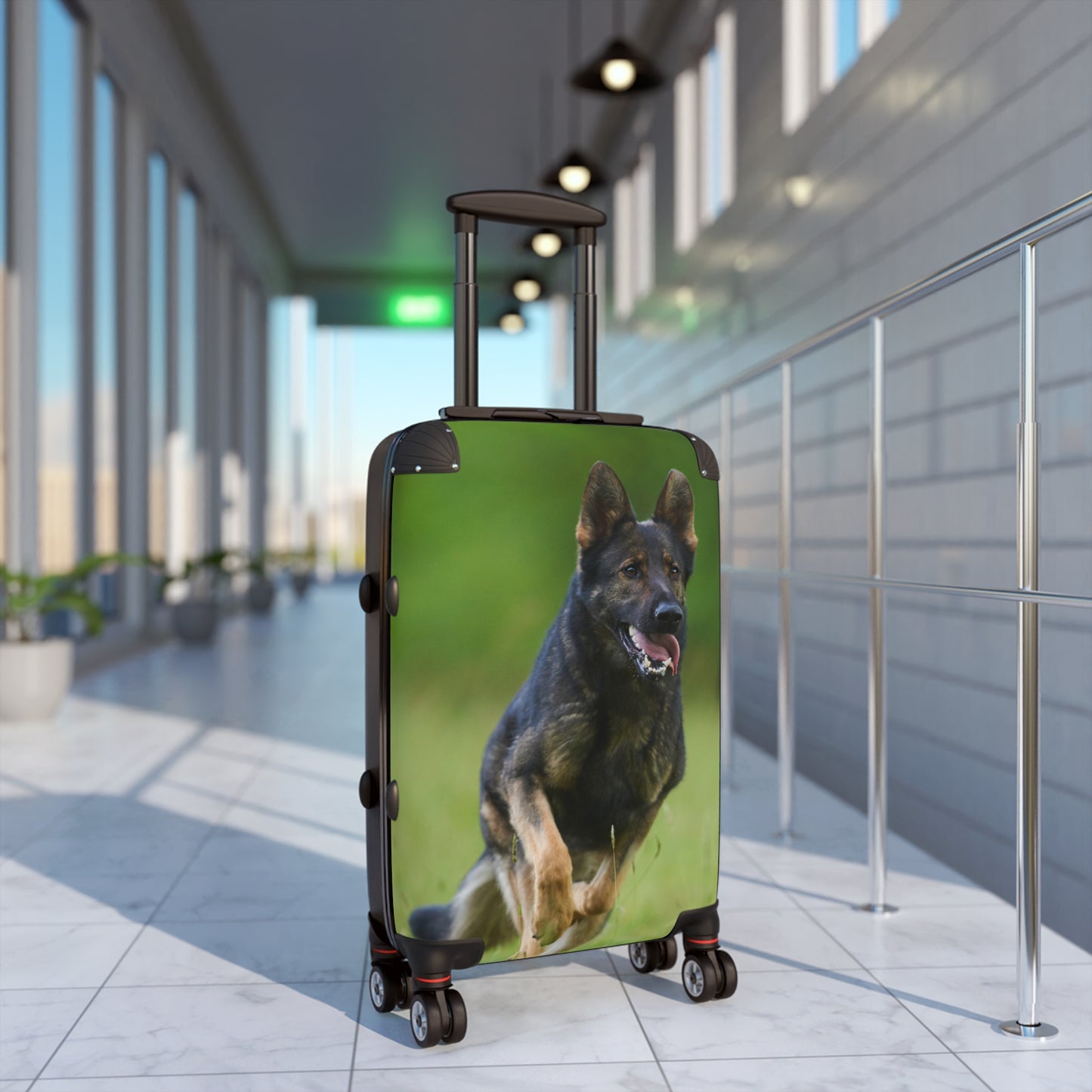 Dog Lovers Suitcase Featuring a Working Line German Shepherd Running On the Grass