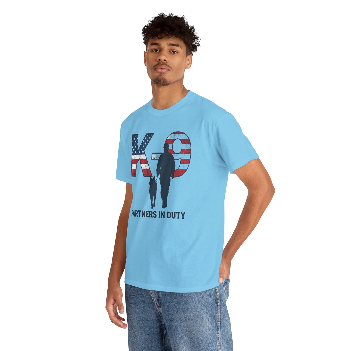 Patriotic K-9 T-Shirt - Partners in Duty Tee | Unisex Heavy Cotton Tee for Dog Lovers, Military Support, Gifts for Dog Handlers