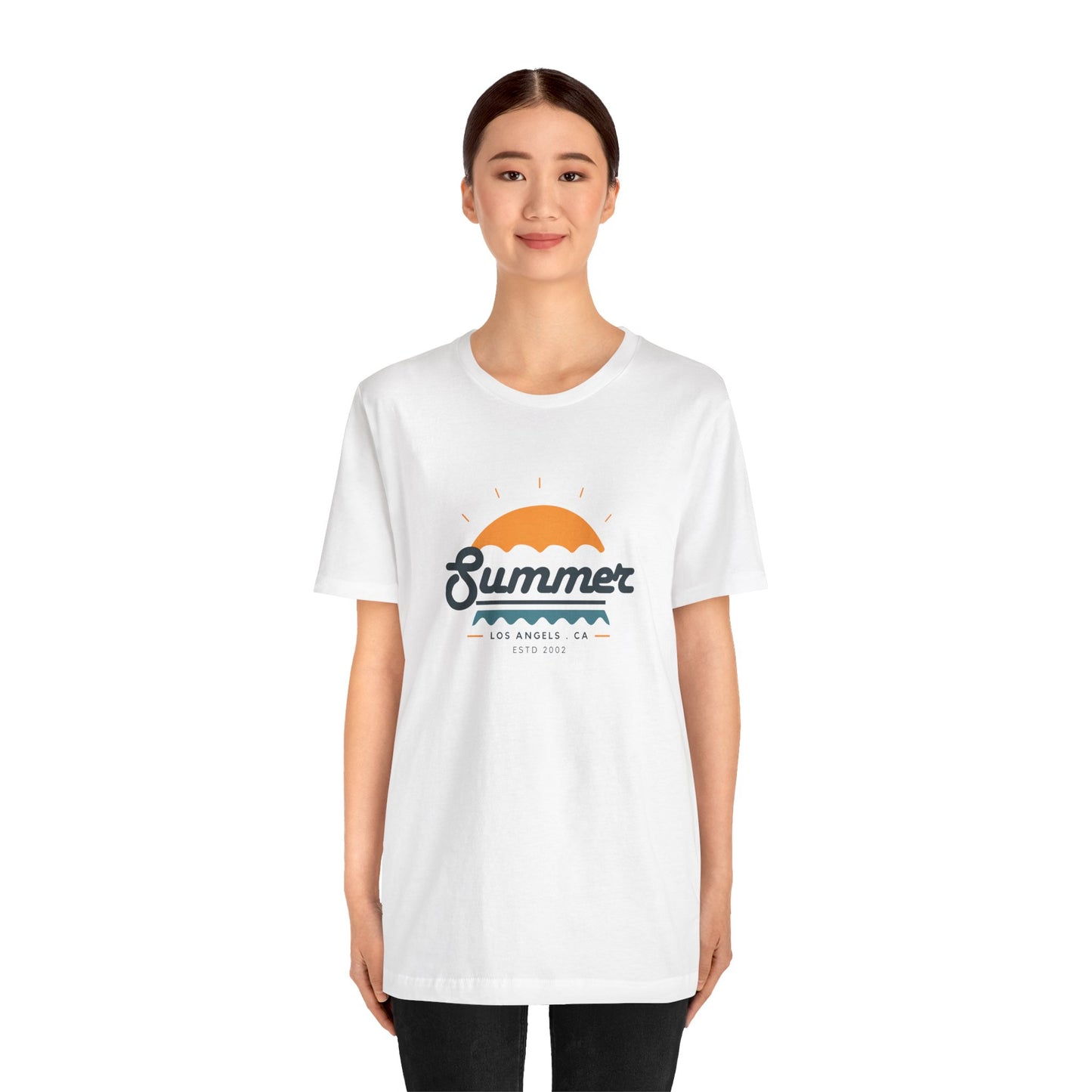 Summer Vibes Unisex Jersey Short Sleeve Tee, Beach Shirt, Casual Summer Wear, Gift for Friends, Coastal Adventure Top, LA Style Tee