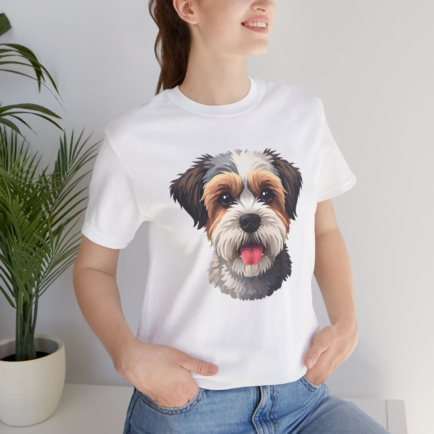 Unisex Dog Lover T-Shirt Featuring a 3D Design of Cute Fluffy Bichon Frise Mix | Gift for Dog Owners