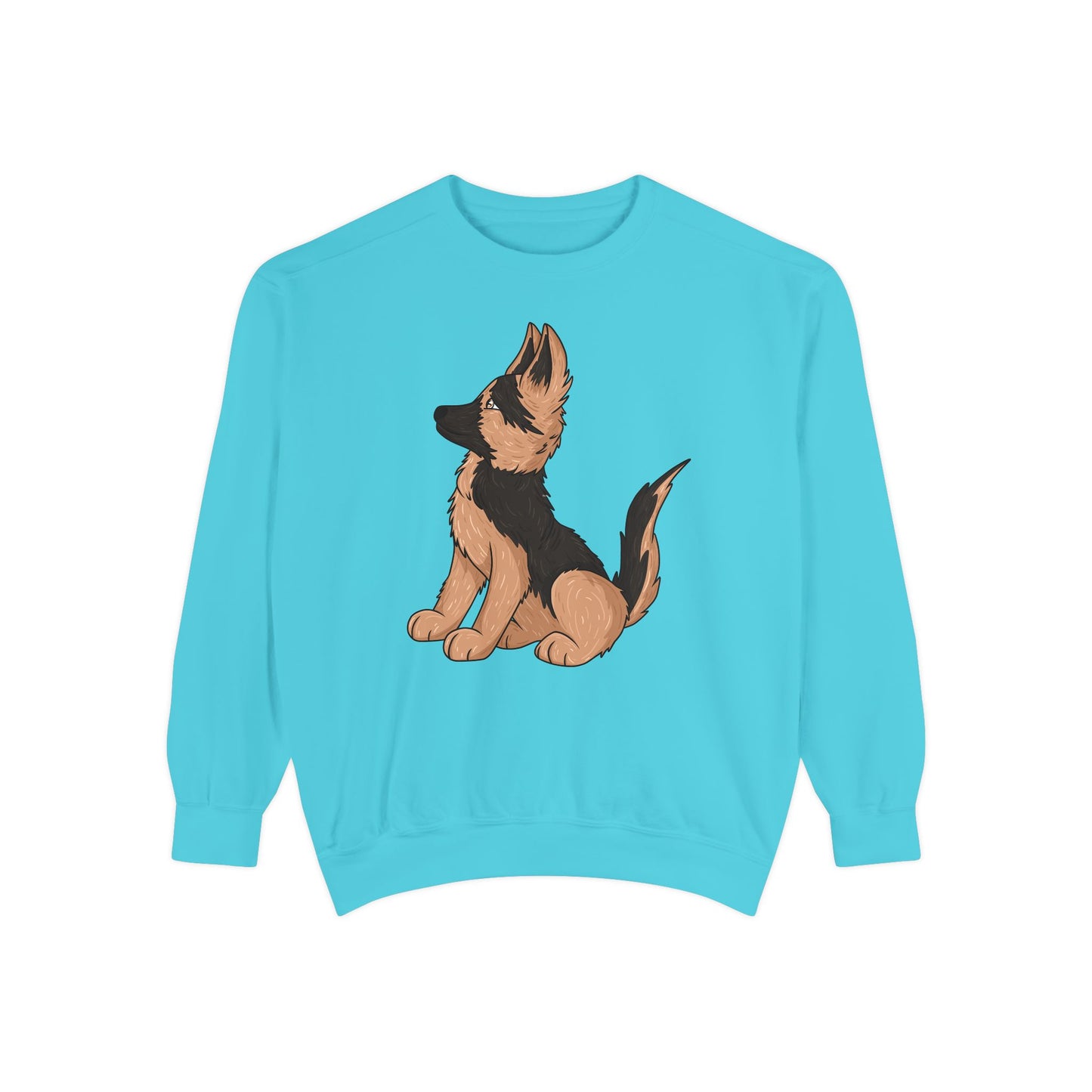 Unisex Dog Lover Sweatshirt With a Graphic of Cute German Shepherd Puppy Looking Upward