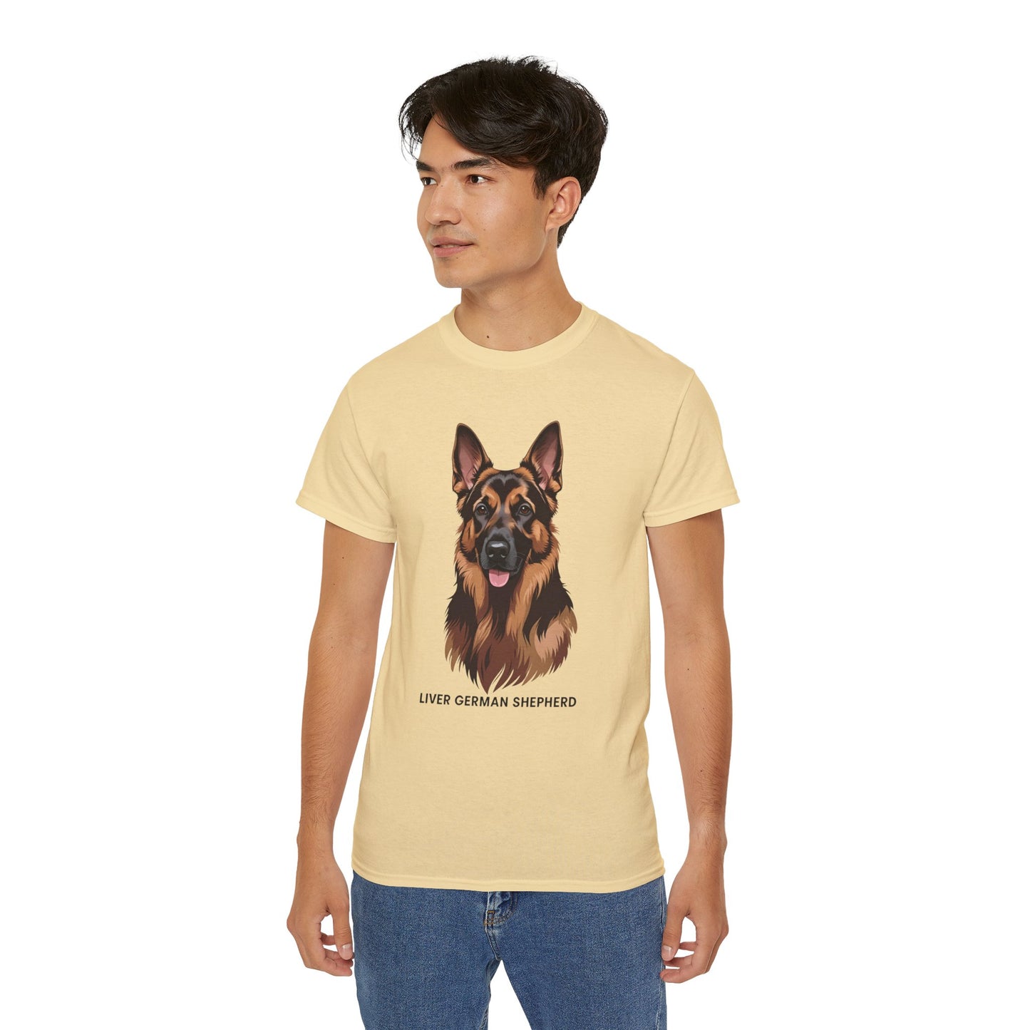 Liver German Shepherd Tee, Dog Lover Shirt, Pet Owner Gift, Animal Print T-Shirt, Unisex Graphic Tee, Birthday Present for Dog Lovers