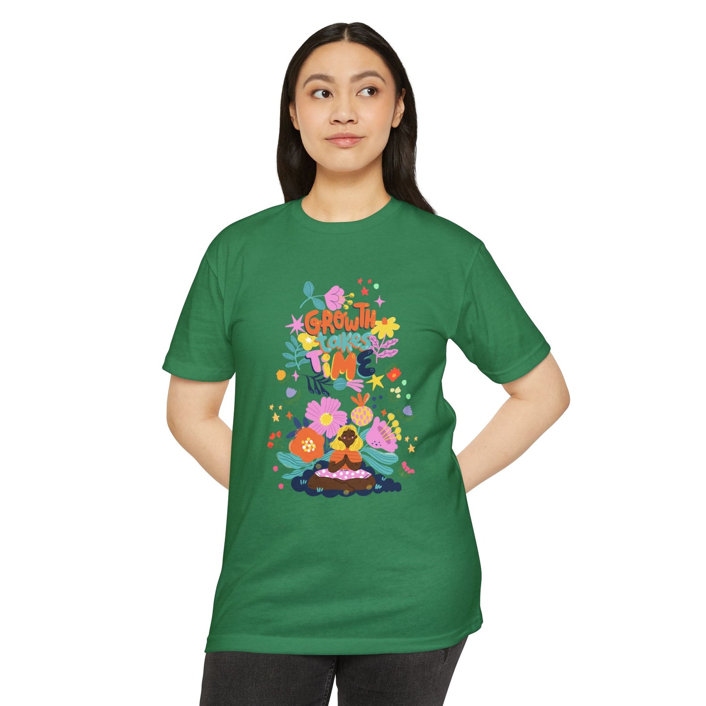 Growth Takes Time Floral Unisex T-Shirt, Spring Tee, Inspirational T-Shirt, Casual Wear, Unique Gift Idea