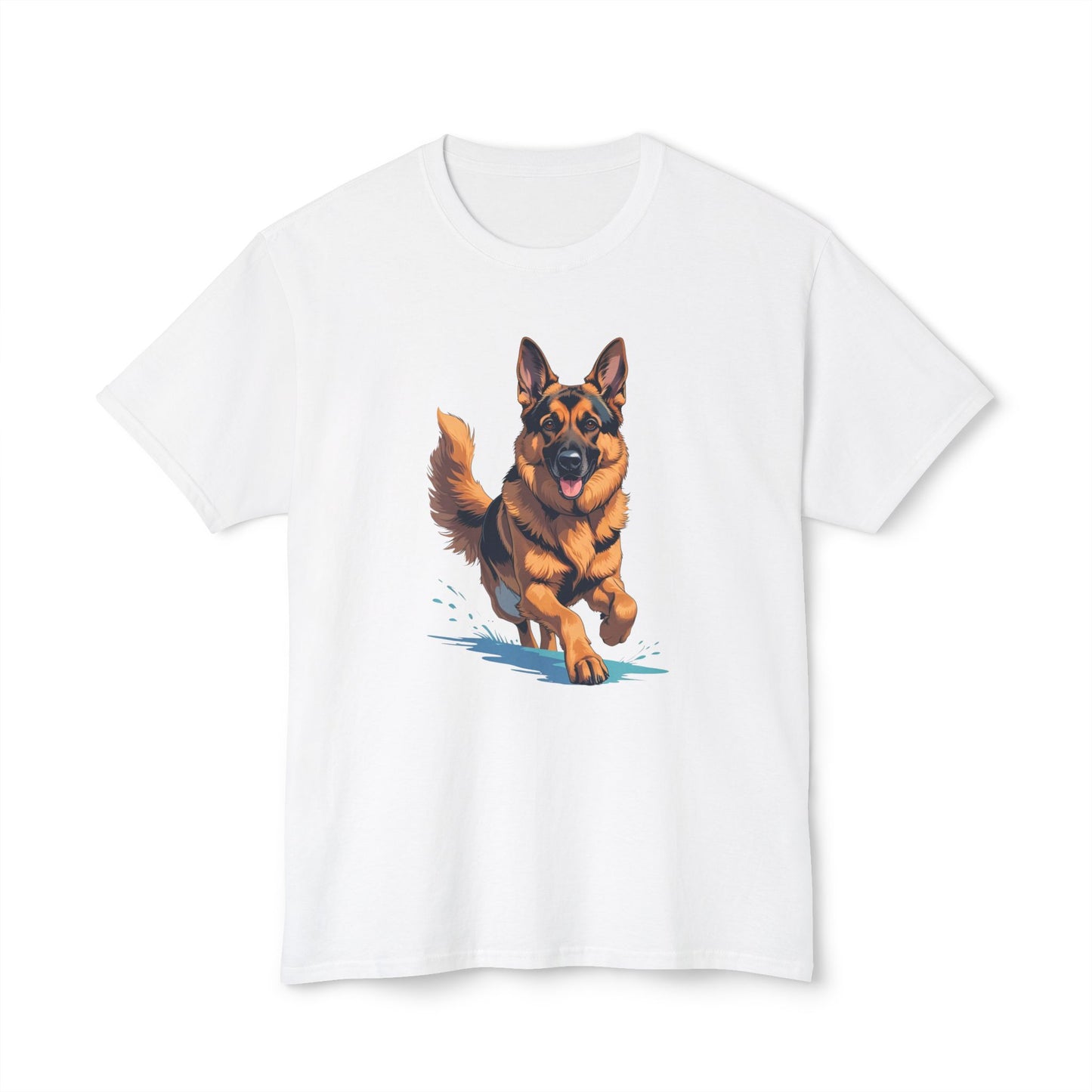 Running German Shepherd Dog Unisex HD Cotton™ T-shirt, Pet Lover Gift, Casual Wear, Animal Print Apparel, Funny Dog Shirt