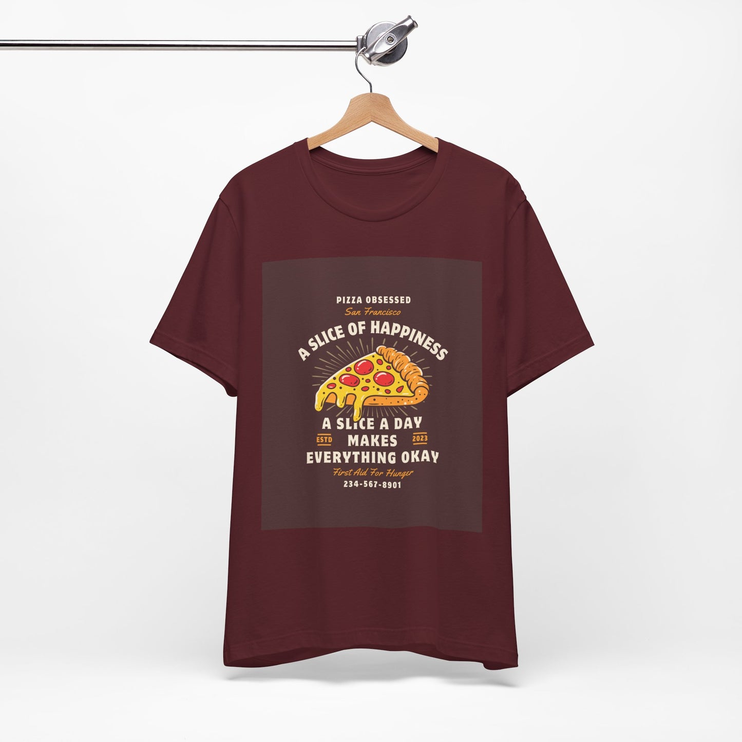 Pizza Lover's Happiness Tee, Fun Unisex T-Shirt, Casual Wear, Gift for Foodies, Pizza Party Attire, Comfortable Daily Shirt