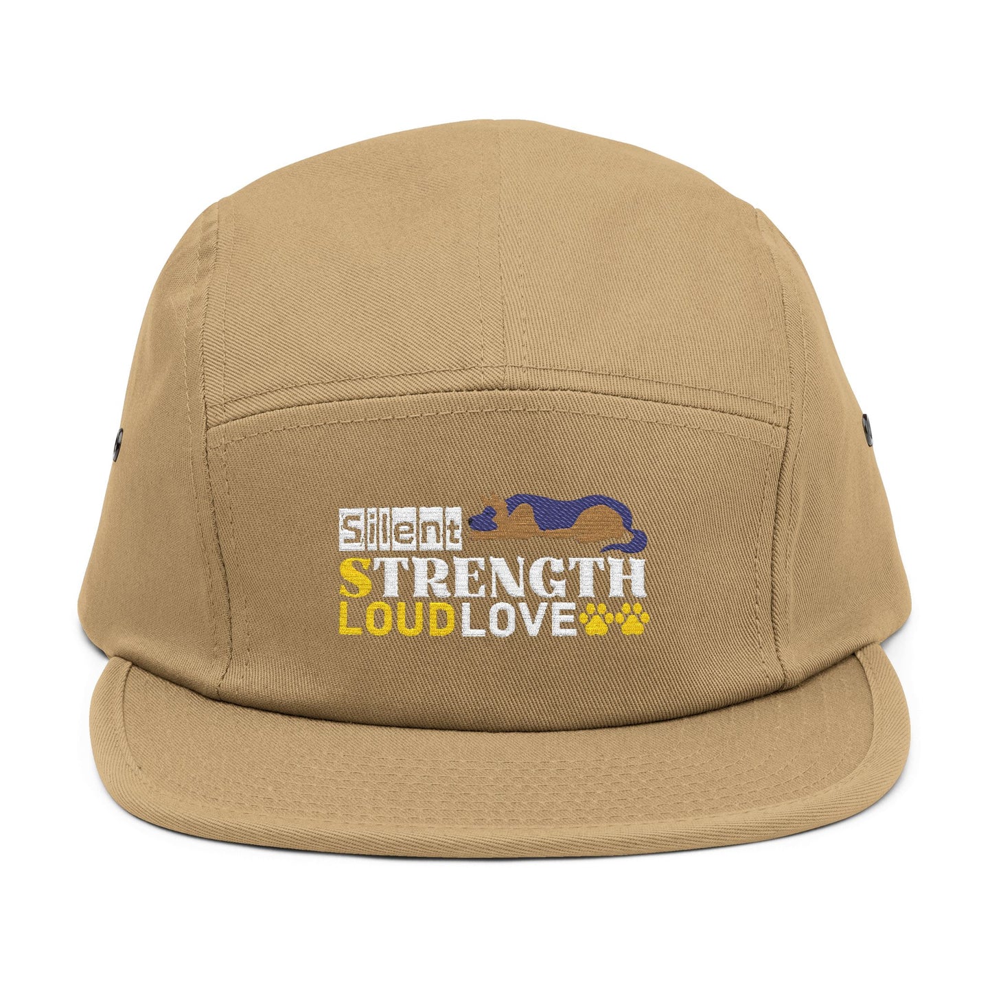 5 Panel Embroidered German Shepherd Cap - Silent Strength, Loud Love