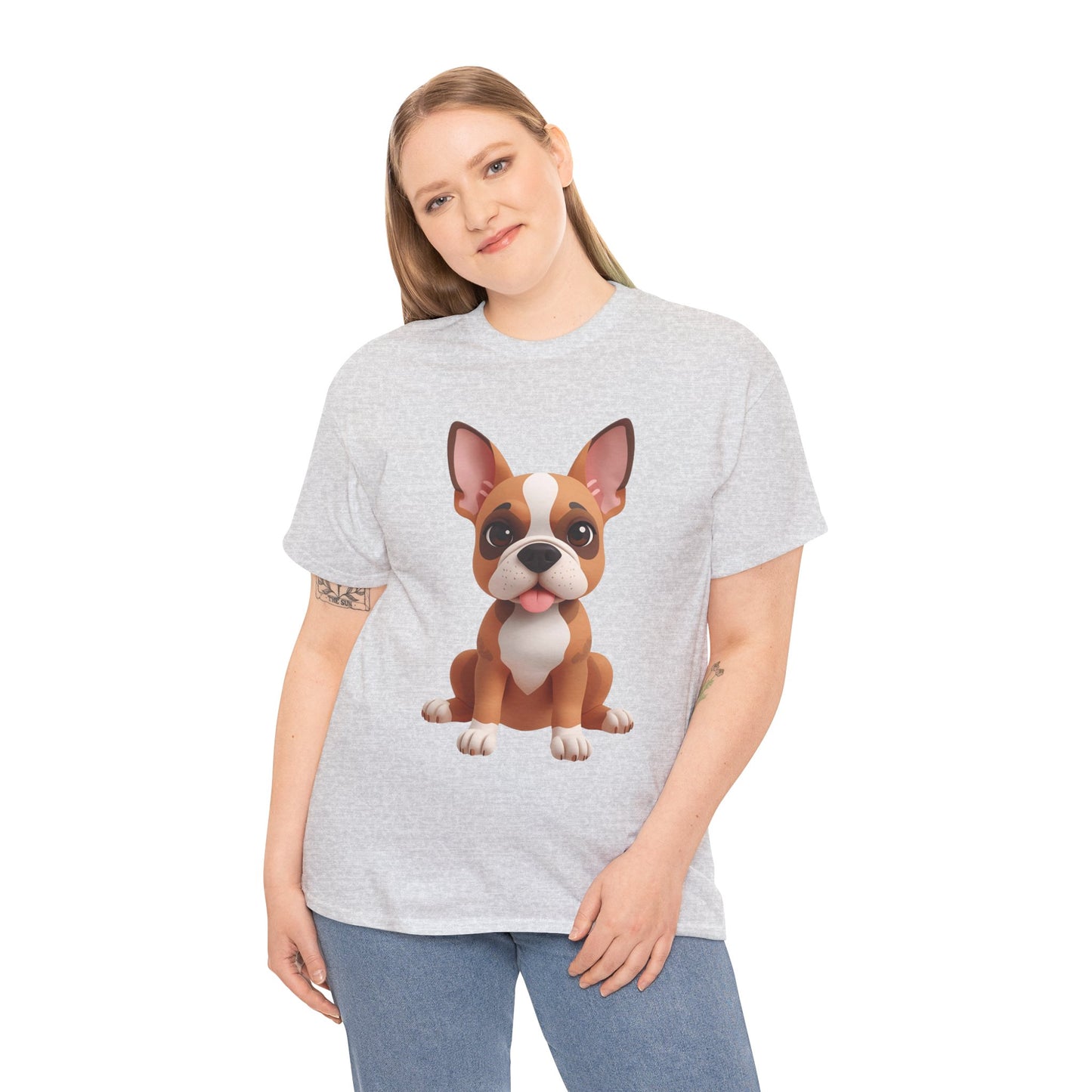 Cute 3D French Bulldog T-Shirt Unisex Heavy Cotton Tee, Dog Lover Gift