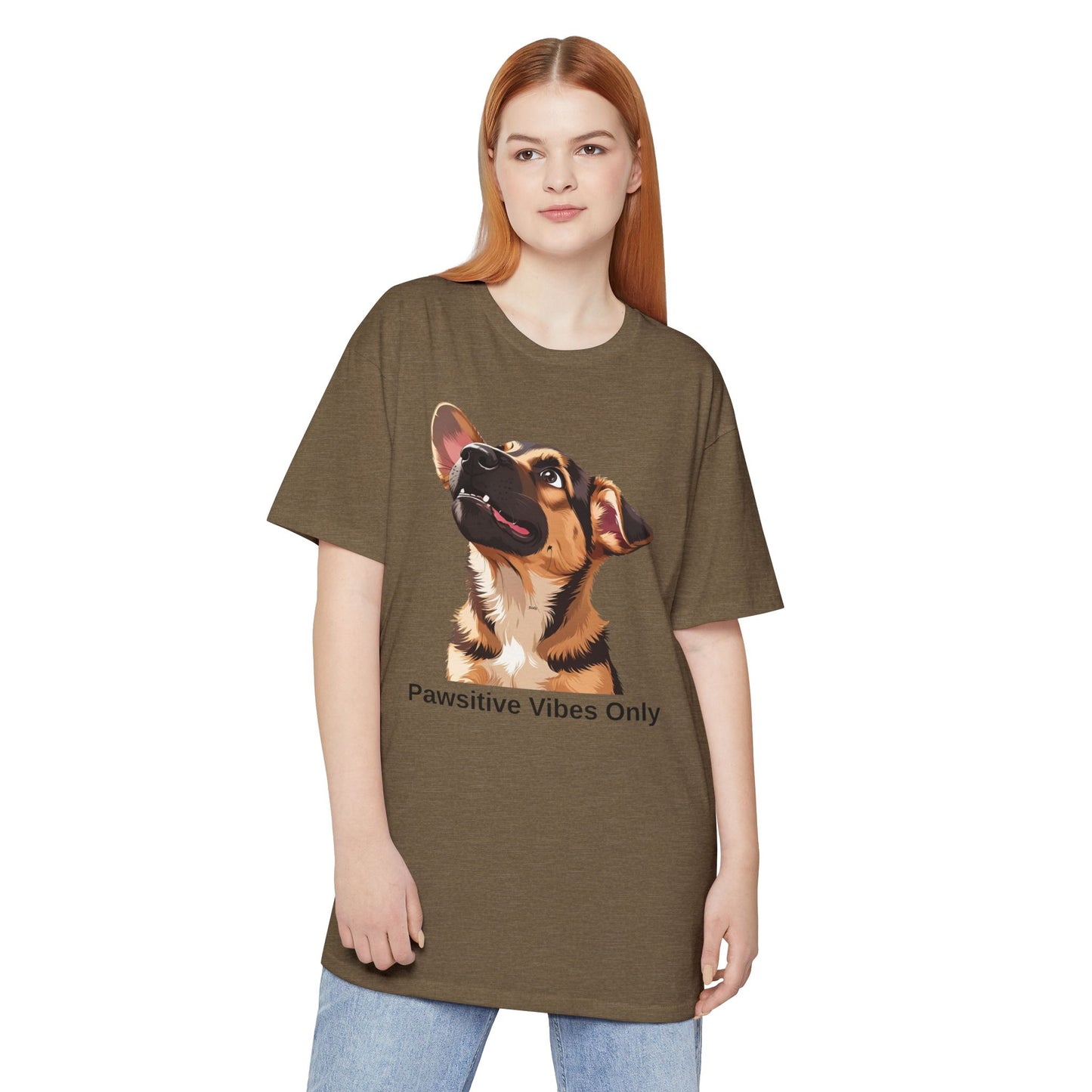 Pawsitive Vibes Only German Shepherd Puppy Urban Tee, Dog Lover Shirt, Casual Everyday Wear, Gift for Animal Lovers, Unique Graphic Tee