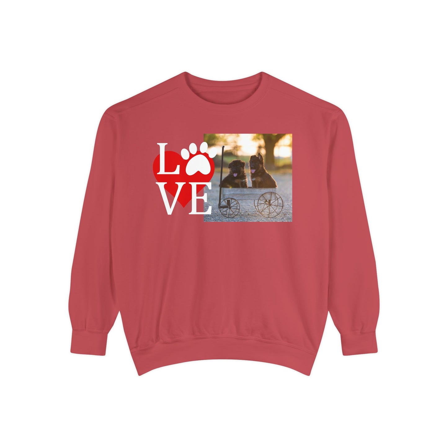 Love Paw Unisex Garment-Dyed Sweatshirt - Cozy Pet Apparel for Animal Lovers