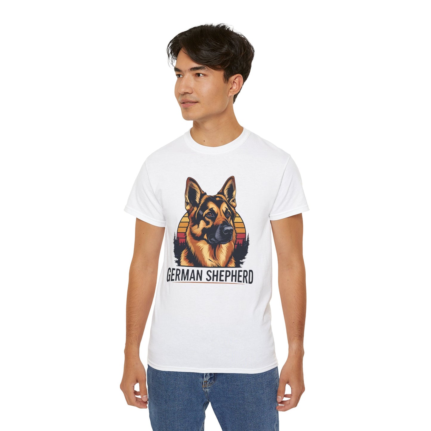 German Shepherd Ultra Cotton Tee, Dog Lover Gift, Retro Design, Pet Owner Shirt, Animal Apparel, Birthday Gift, Casual Wear