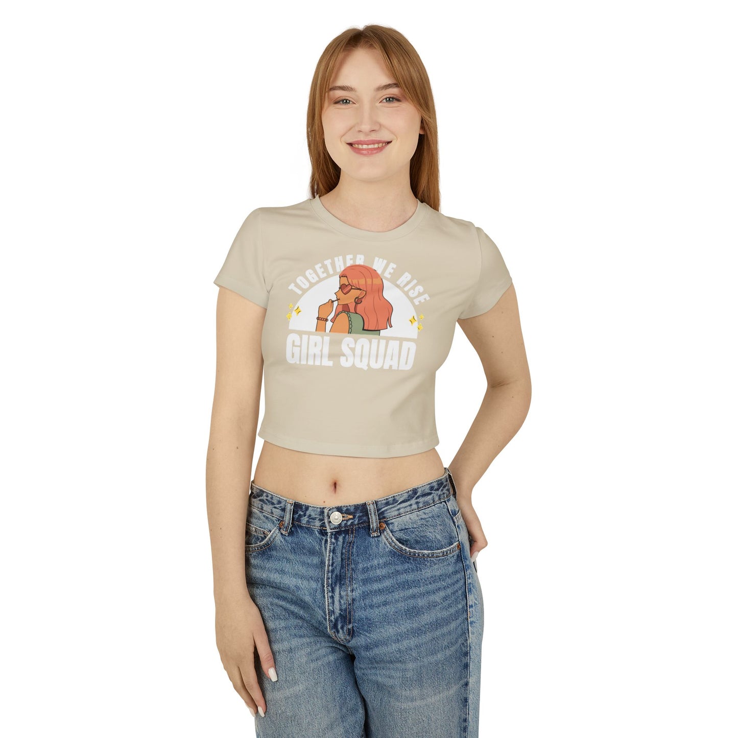 Women's Baby Tee: 'Together We Rise' Graphic Tee, Cute Summer Top, Gift for Friends, Casual Wear, Girl Squad Apparel, Trendy Graphic Shirt