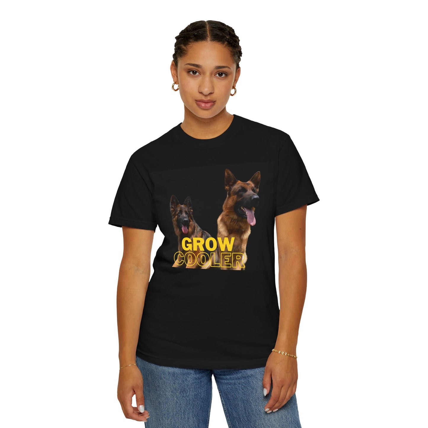 Unisex Dog Lover T-Shirt With Two German Shepherds and Caption Grow Cooler