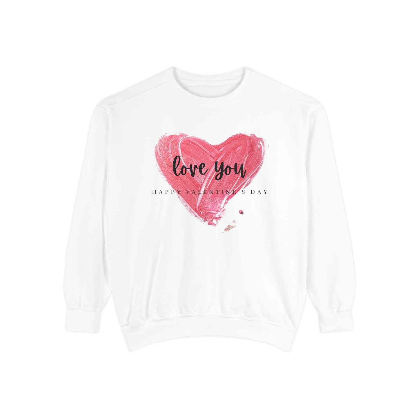 Unisex Valentine's Day Sweatshirt With Brush Art of Red Heart and Caption Love You Inside