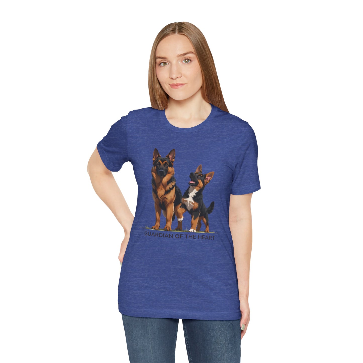 German Shepherd and Puppy Tee - Guardian of the Heart, Gifting for Pet Owners, Cute Graphic Shirt, Perfect for Birthdays, Dog-Themed Apparel