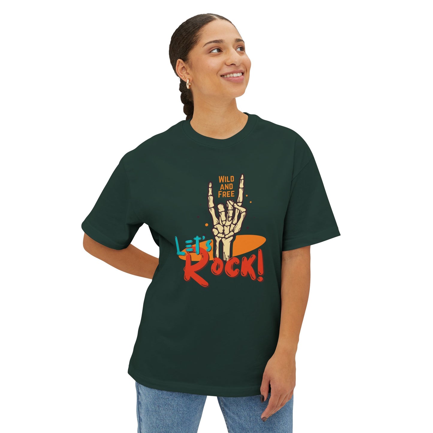 Let's Rock Unisex Oversized Tee - Wild & Free Graphic Shirt, Casual Tee, Music Lover Gift, Festival Wear, Summer Style