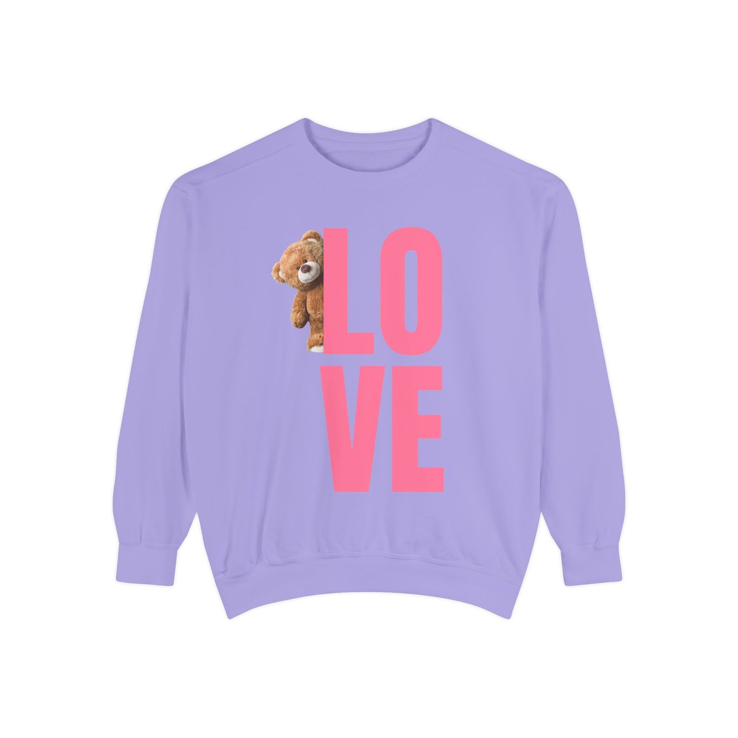 Unisex Valentine's Day Sweatshirt With Cute Brown Behind the Letter L