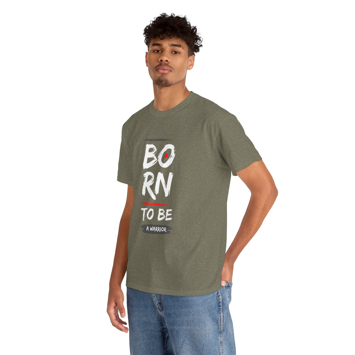 Born to Be a Warrior Unisex Heavy Cotton Tee, Inspirational Shirt for Veterans, Motivational Gift, Fitness Apparel, Casual Wear