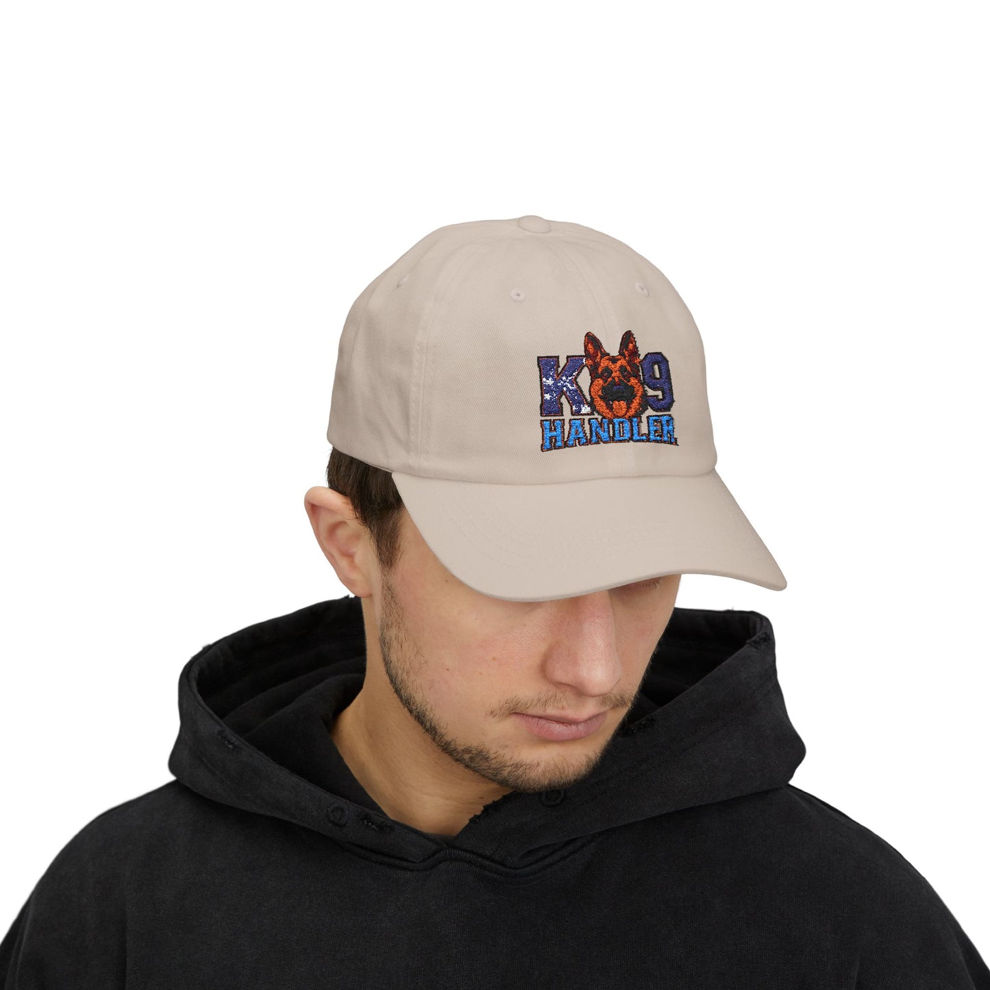 K9 Handler Classic Embroidered Dad Cap Featuring German Shepherd – Perfect Gift for Dog Lovers, Adjustable Hat for Outdoor Adventures