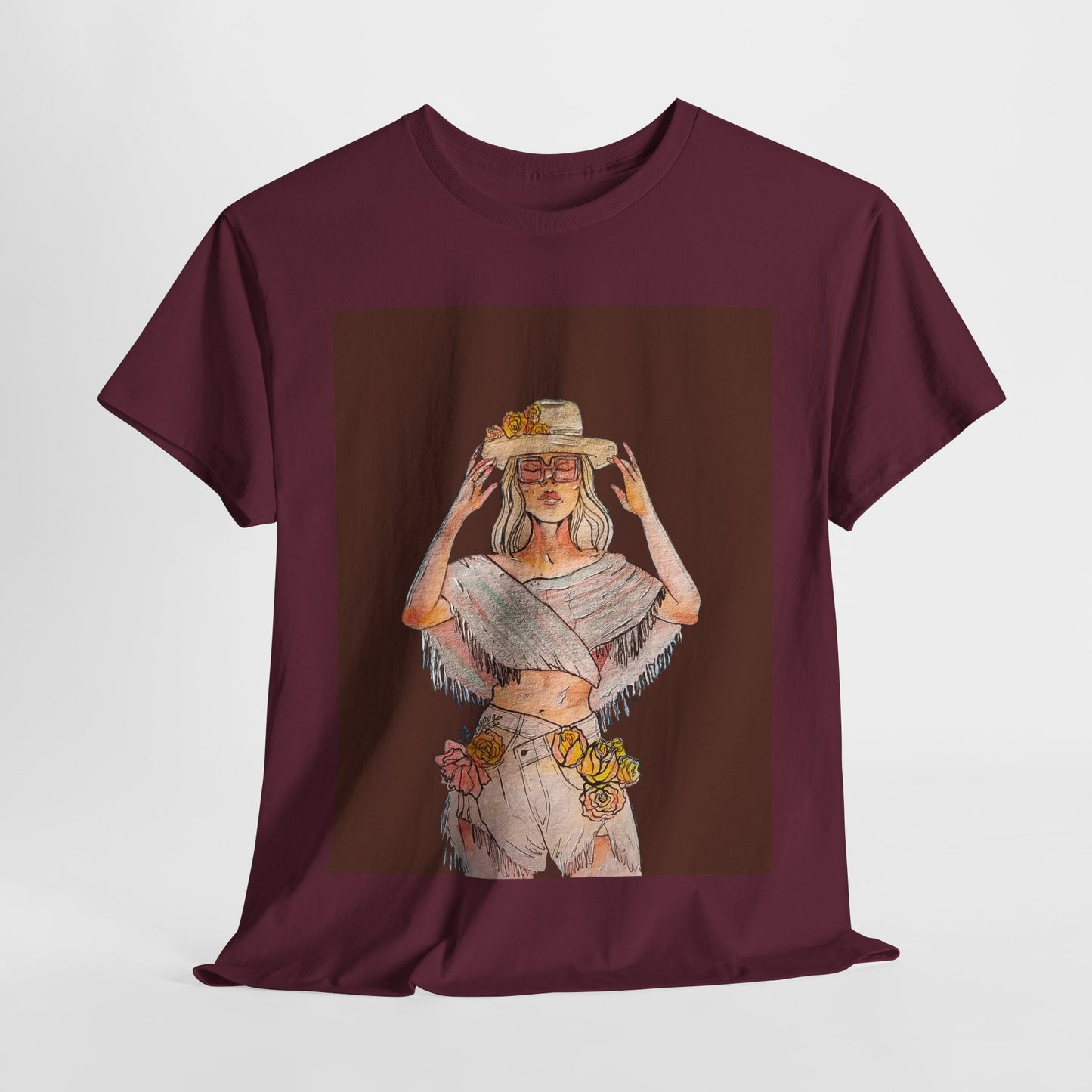 Bohemian Vibes Unisex Heavy Cotton Vintage Tee, Casual Wear, Summer Style Shirt, Gift for Her, Festival Outfit, Art-Inspired Apparel