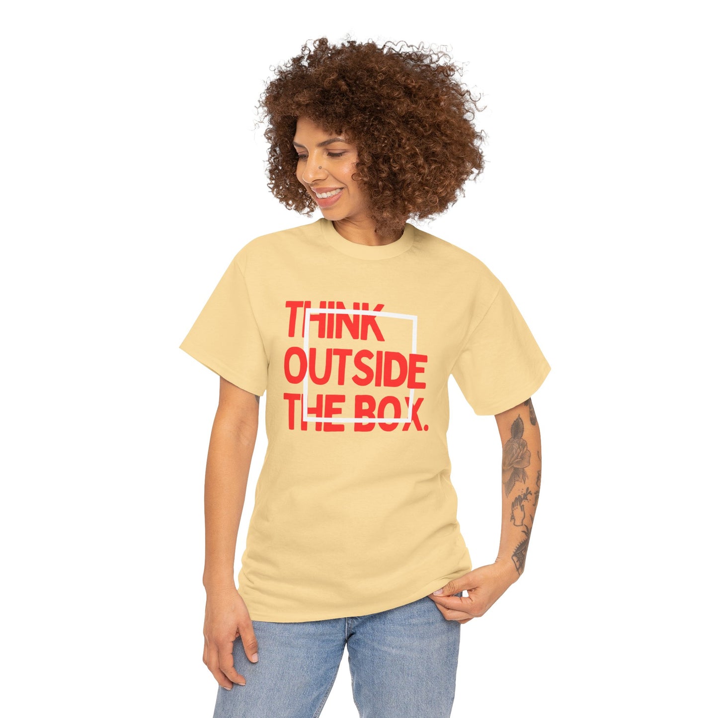 Creative Thinking Unisex Cotton Tee - Thin Out of Box, Inspirational Shirt, Motivational Gifts, Trendy Top for All Occasions, Perfect for Dreamers