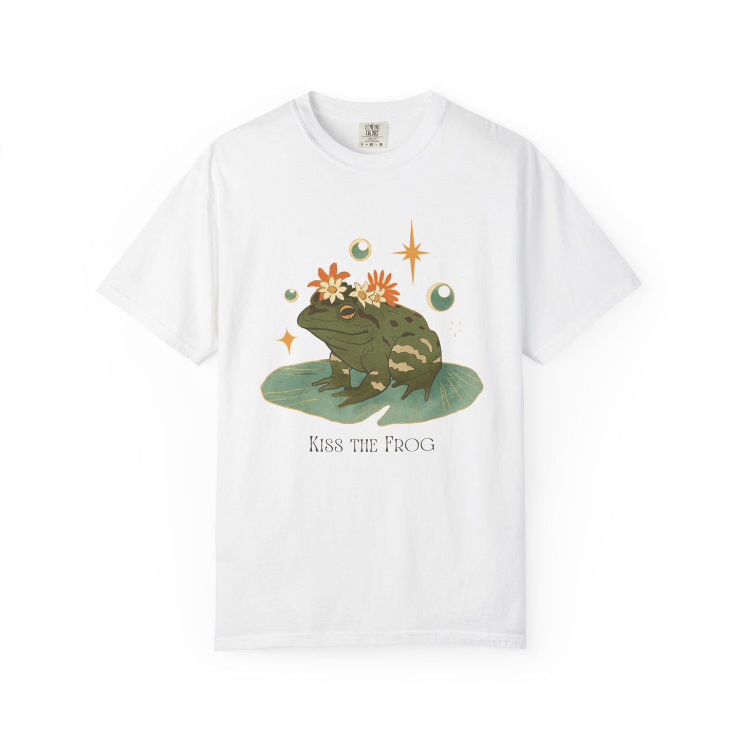Kiss the Frog T-Shirt, Garment-Dyed Unisex Tee, Fun Gift for Nature Lovers, Cute Frog Graphic T-Shirt, Ideal for Casual Outings