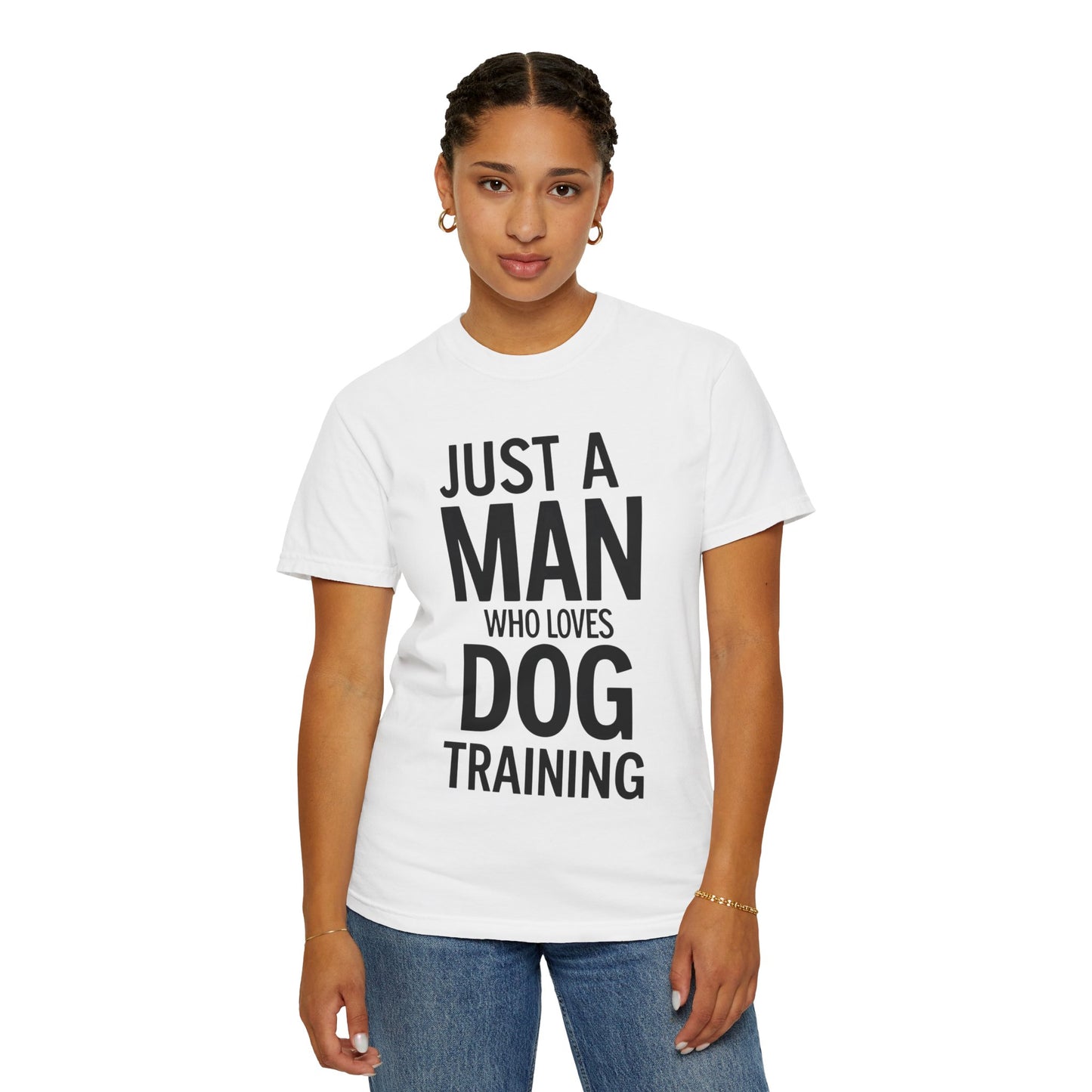 Dog Training Enthusiast T-Shirt - Just a Man Who Loves Dog Training, Pet Lover Gift, Casual Comfort Wear, Dog Owner Apparel, Gift for Dog Lovers