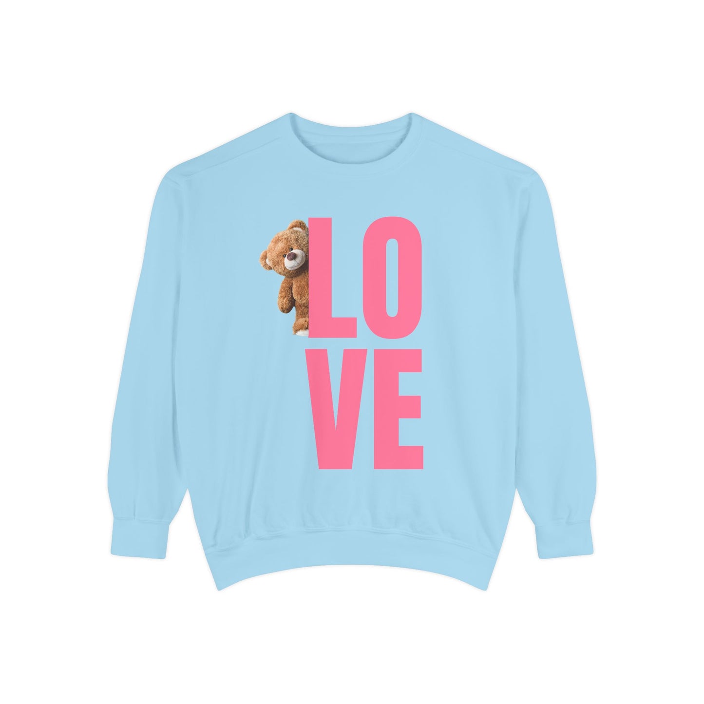 Unisex Valentine's Day Sweatshirt With Cute Brown Behind the Letter L