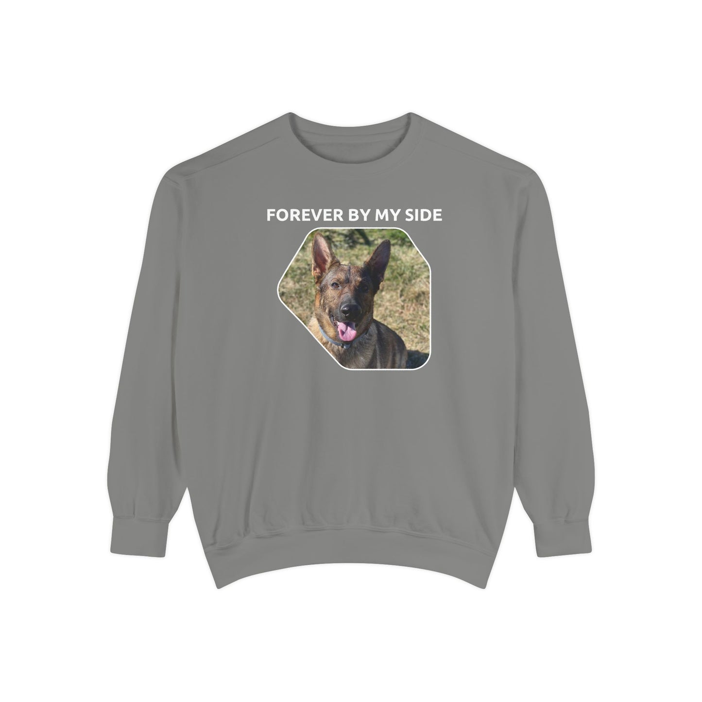 Unisex Dog Lover Sweatshirt With a Sable German Shepherd and Caption Forever By My Side