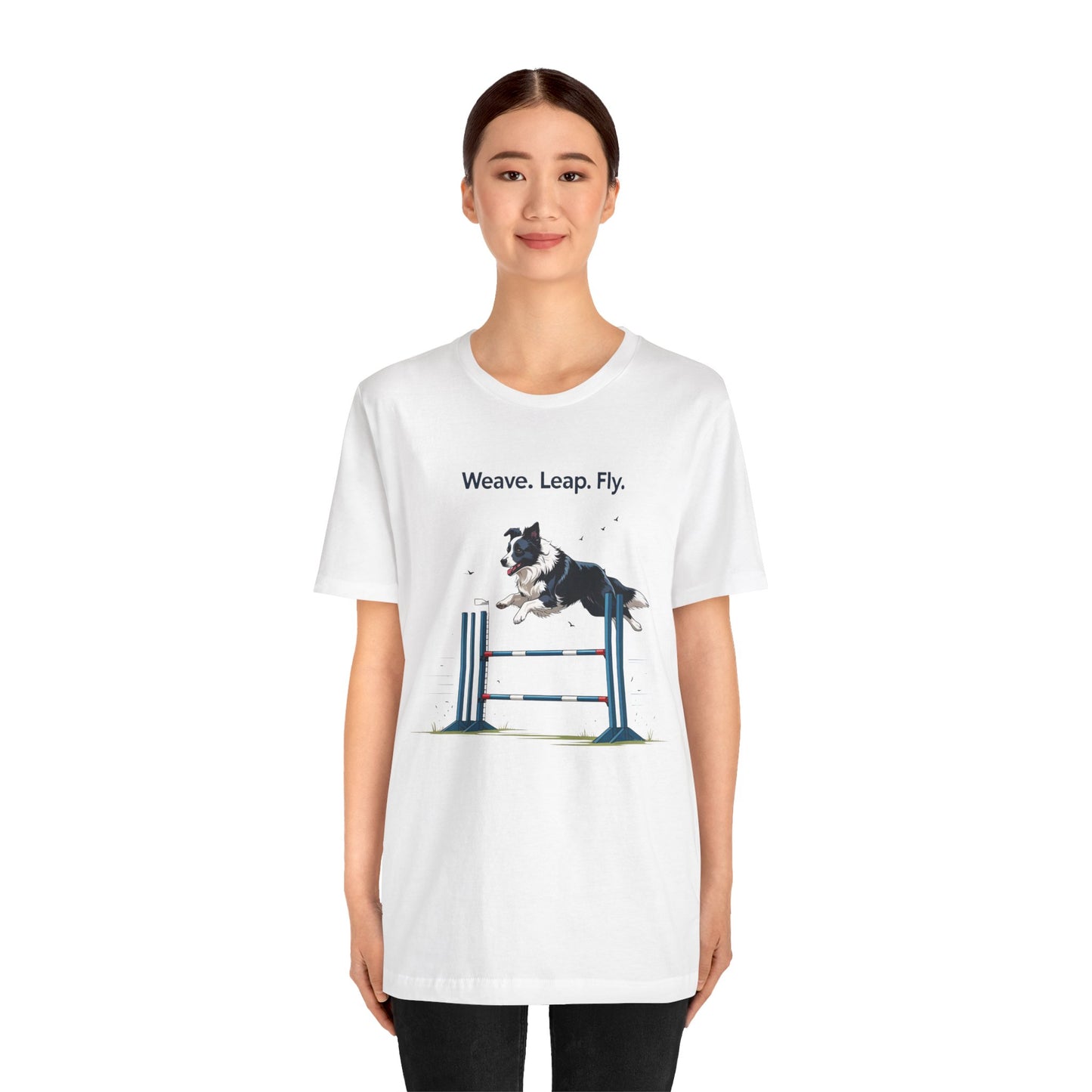 Dog Agility Spirit T-Shirt, Weave Leap Fly Tee, Gifts for Dog Lovers, Pet Enthusiasts, Animal Lovers T-Shirt, Casual Wear, Dog Show Gear
