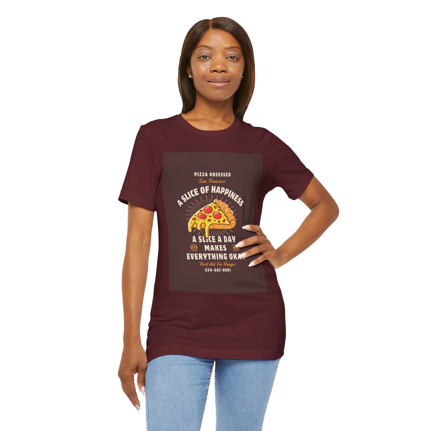 Pizza Lover's Happiness Tee, Fun Unisex T-Shirt, Casual Wear, Gift for Foodies, Pizza Party Attire, Comfortable Daily Shirt