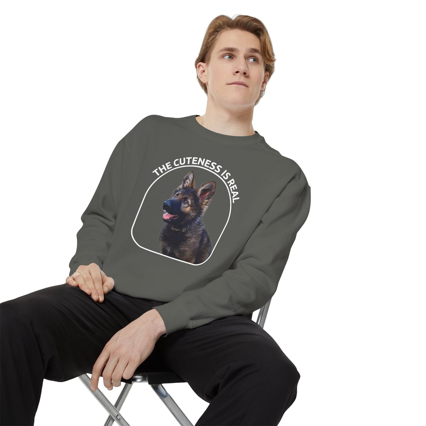Unisex Dog Lover Sweatshirt With a Cute German Shepherd Puppy and Caption The Cuteness Is Real