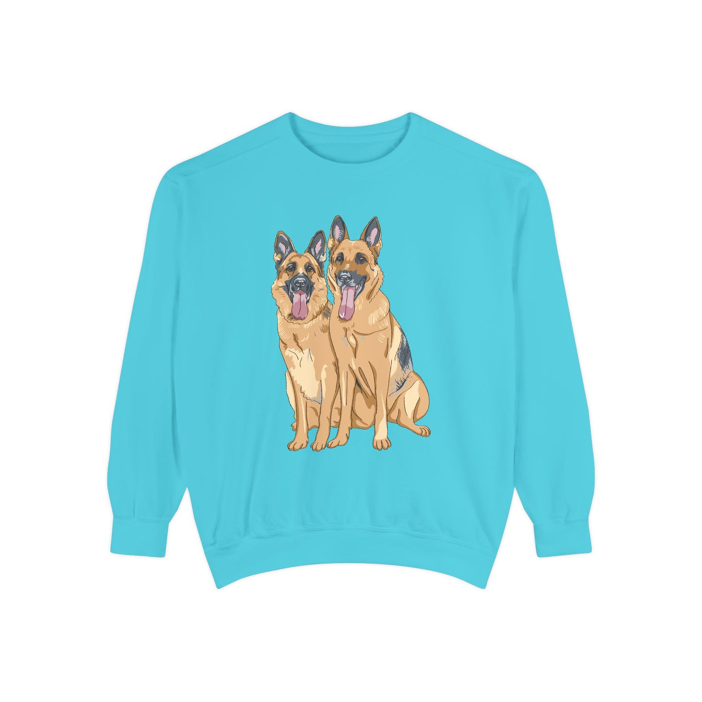 Unisex Dog Lover Sweatshirt With Graphic of Two German Shepherd Sloppily Sitting
