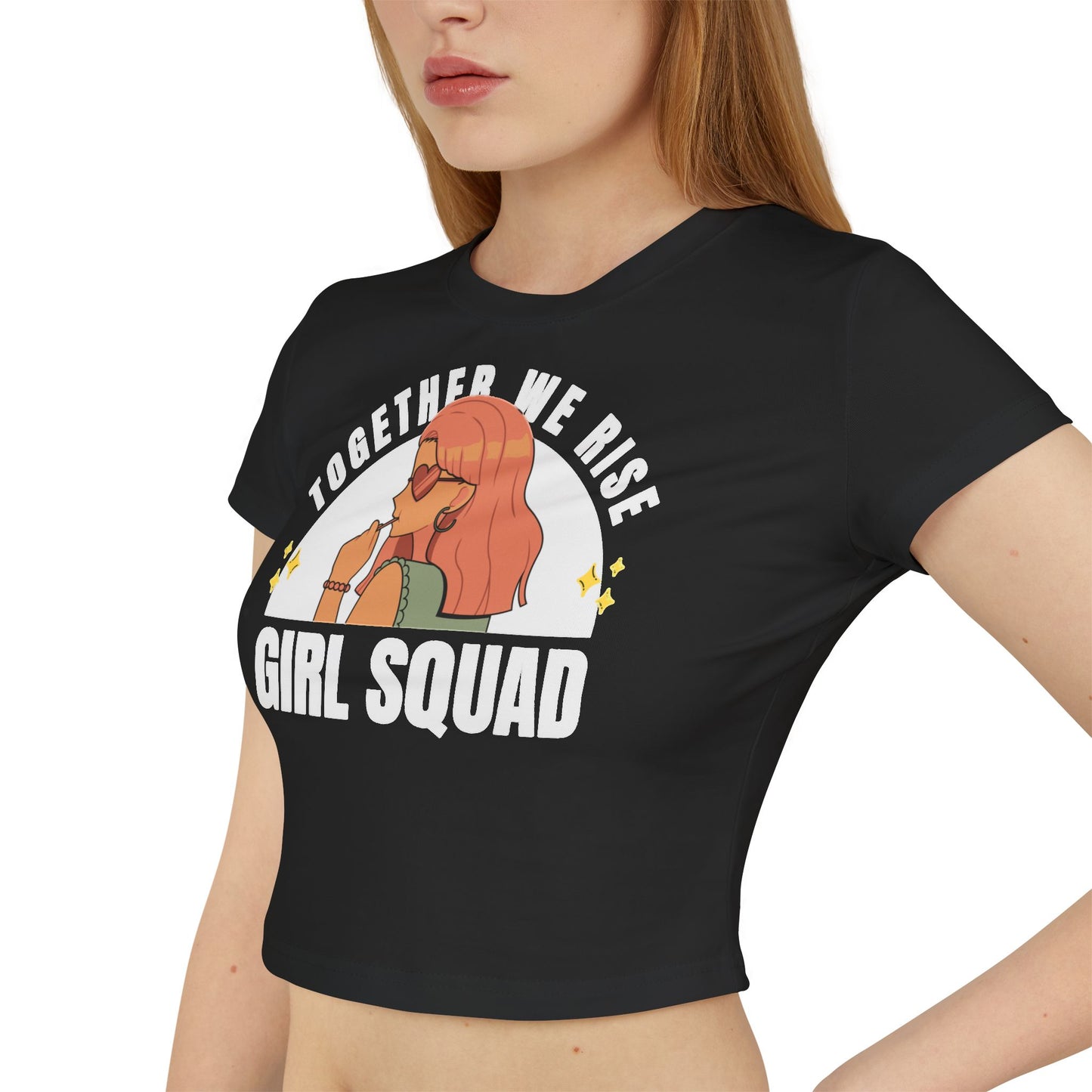 Women's Baby Tee: 'Together We Rise' Graphic Tee, Cute Summer Top, Gift for Friends, Casual Wear, Girl Squad Apparel, Trendy Graphic Shirt