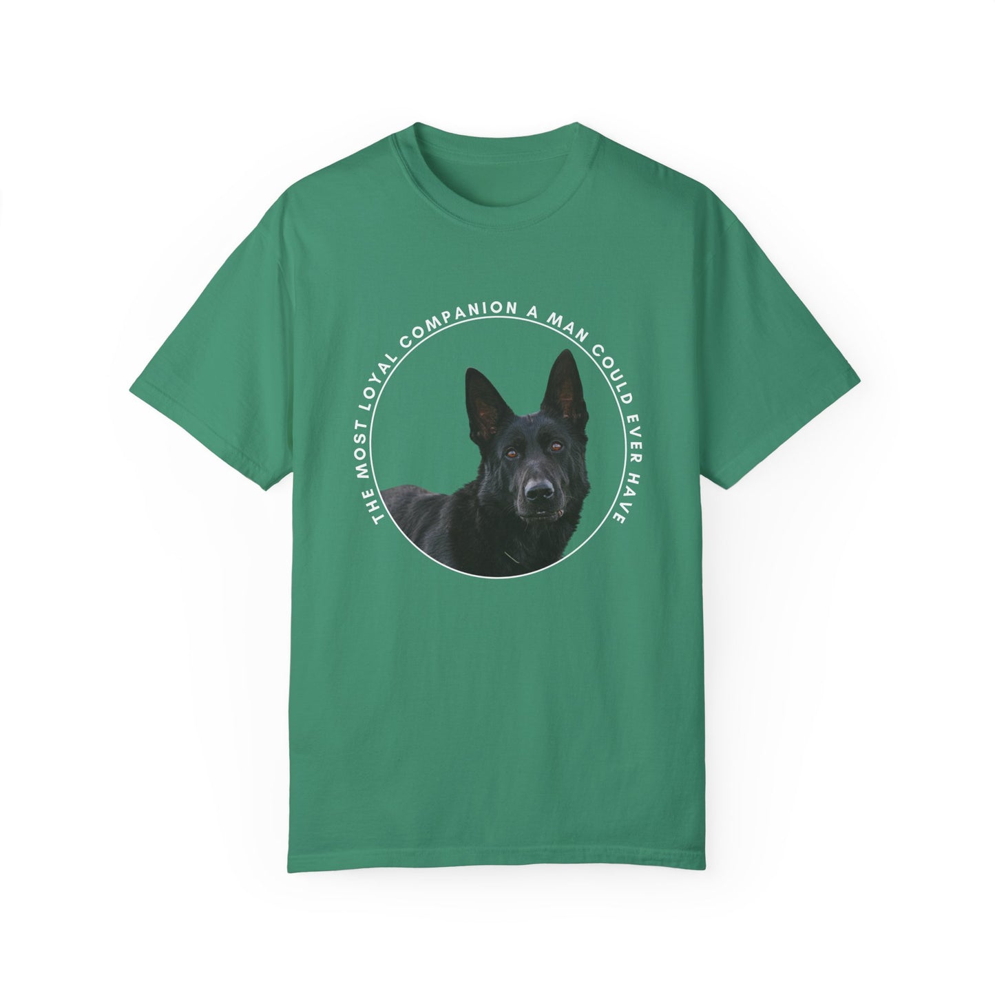 Unisex Dog Lover's T-Shirt With DDR German Shepherd and Quote The Most Loyal Companion a Man Could Ever Have