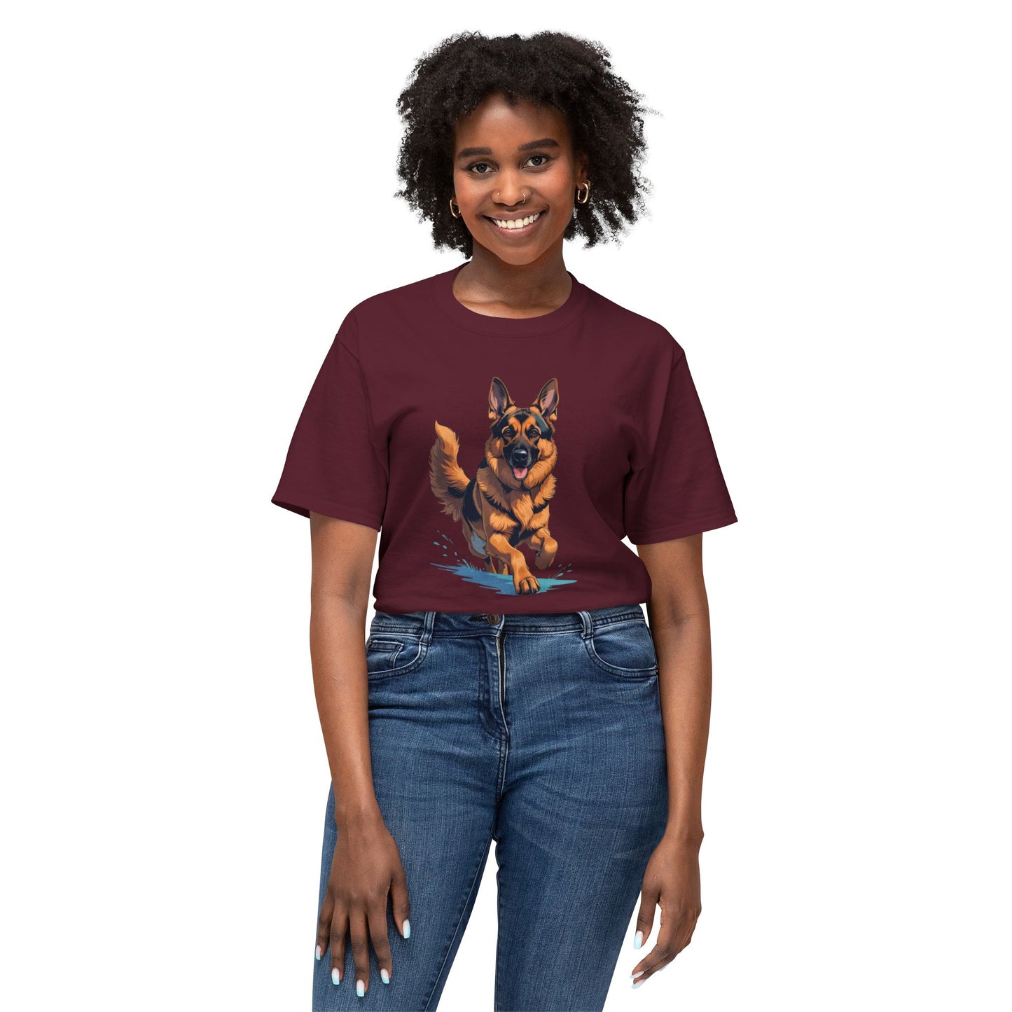 Running German Shepherd Dog Unisex HD Cotton™ T-shirt, Pet Lover Gift, Casual Wear, Animal Print Apparel, Funny Dog Shirt