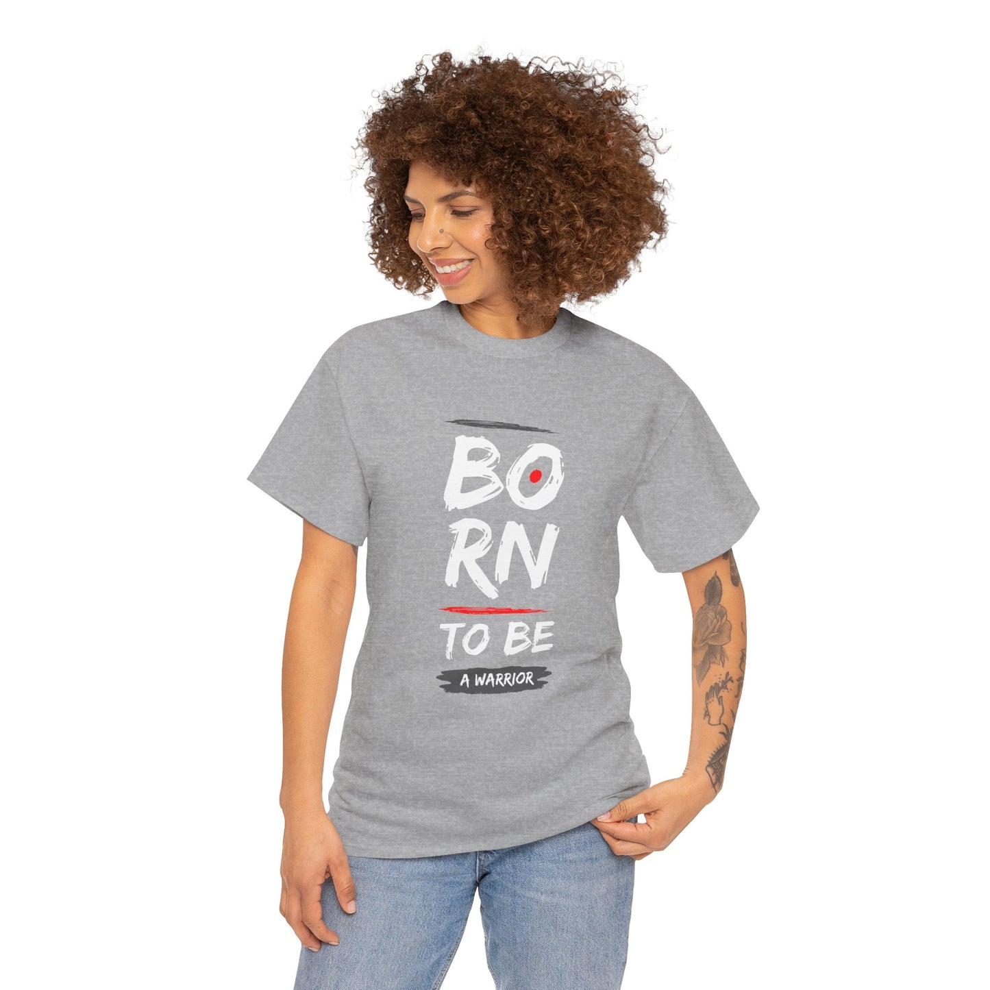 Born to Be a Warrior Unisex Heavy Cotton Tee, Inspirational Shirt for Veterans, Motivational Gift, Fitness Apparel, Casual Wear