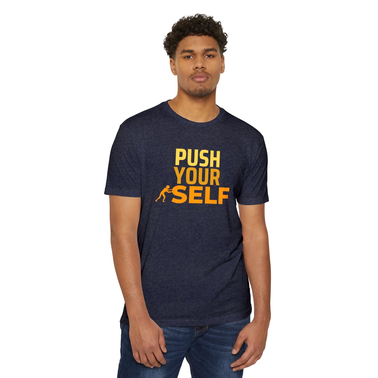 Motivational Fitness T-Shirt – "Push Your Self" - Cool Graphic Tee, Workout Shirt, Gift for Gym Lovers, Unisex Activewear, Casual Wear