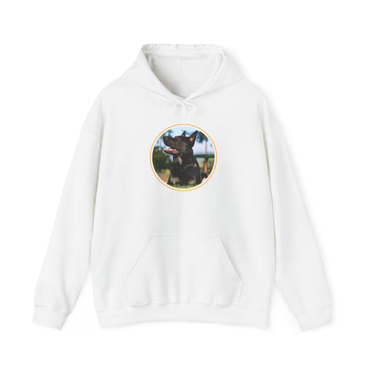 Unisex Dog Lover Hoodie With Bicolor German Shepherd with Intense Expression