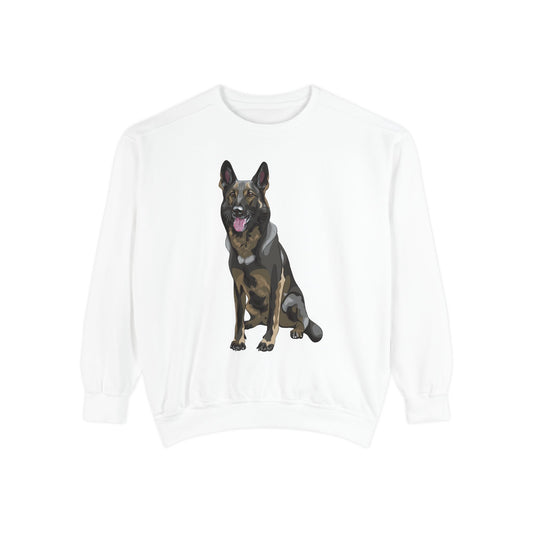 Unisex Dog Lover Sweatshirt With a Graphic of Sable German Shepherd Sloppily Sitting