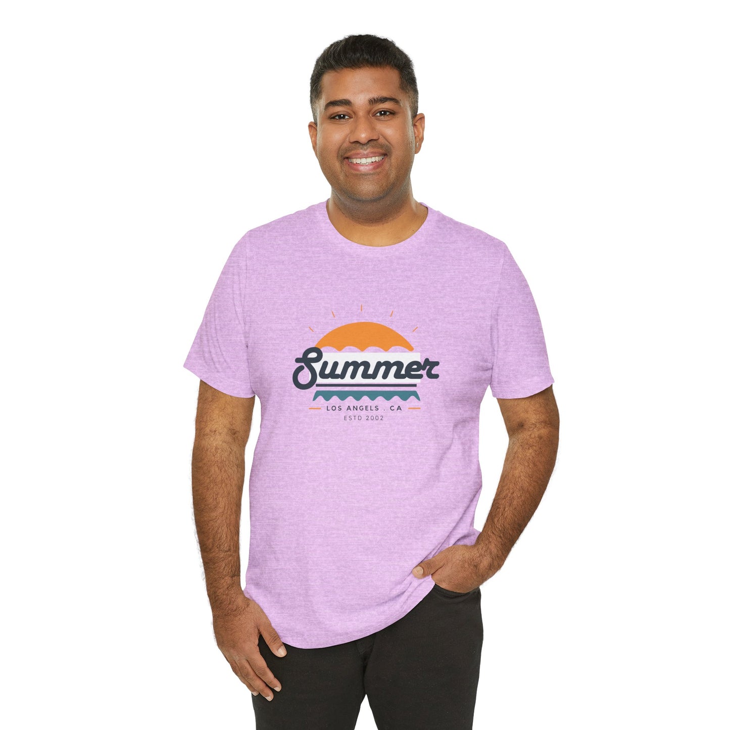 Summer Vibes Unisex Jersey Short Sleeve Tee, Beach Shirt, Casual Summer Wear, Gift for Friends, Coastal Adventure Top, LA Style Tee