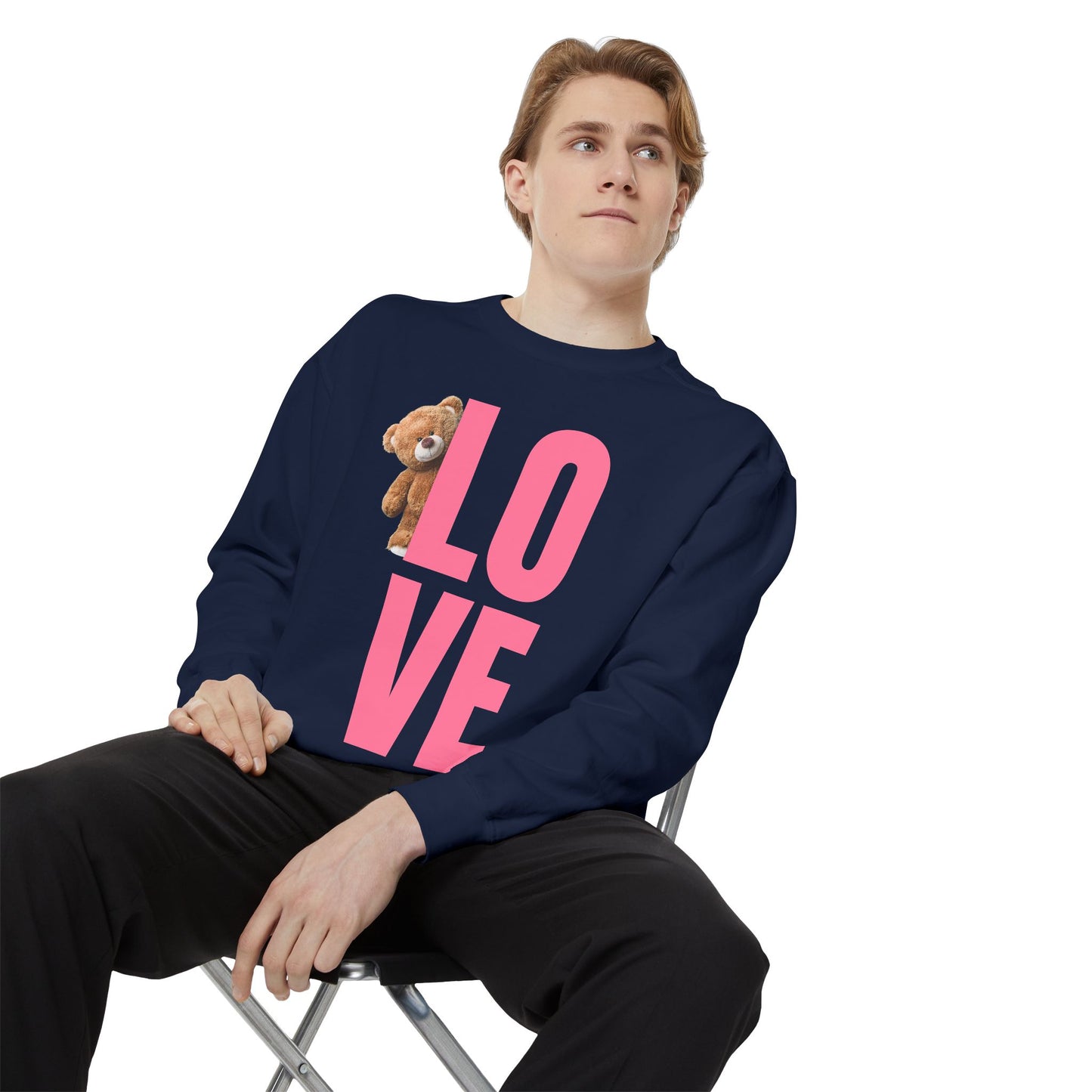 Unisex Valentine's Day Sweatshirt With Cute Brown Behind the Letter L
