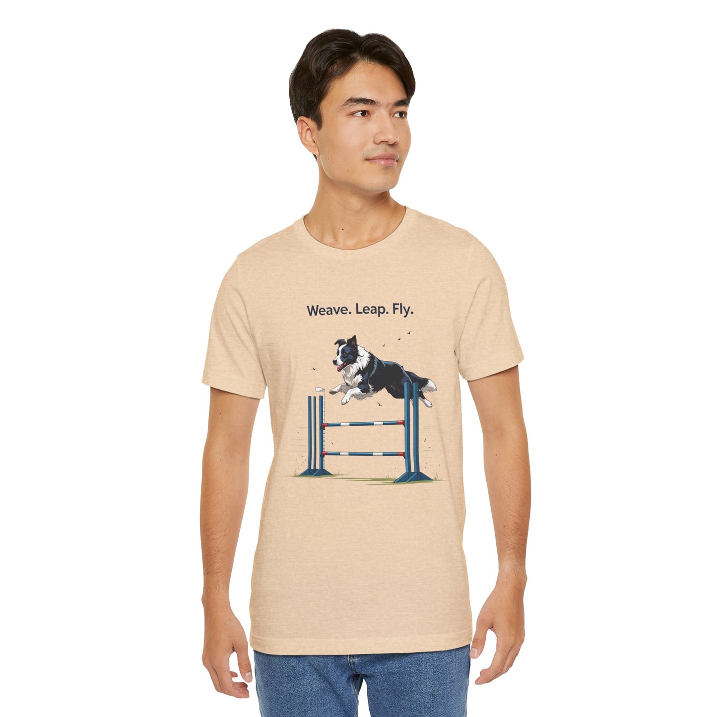 Dog Agility Spirit T-Shirt, Weave Leap Fly Tee, Gifts for Dog Lovers, Pet Enthusiasts, Animal Lovers T-Shirt, Casual Wear, Dog Show Gear